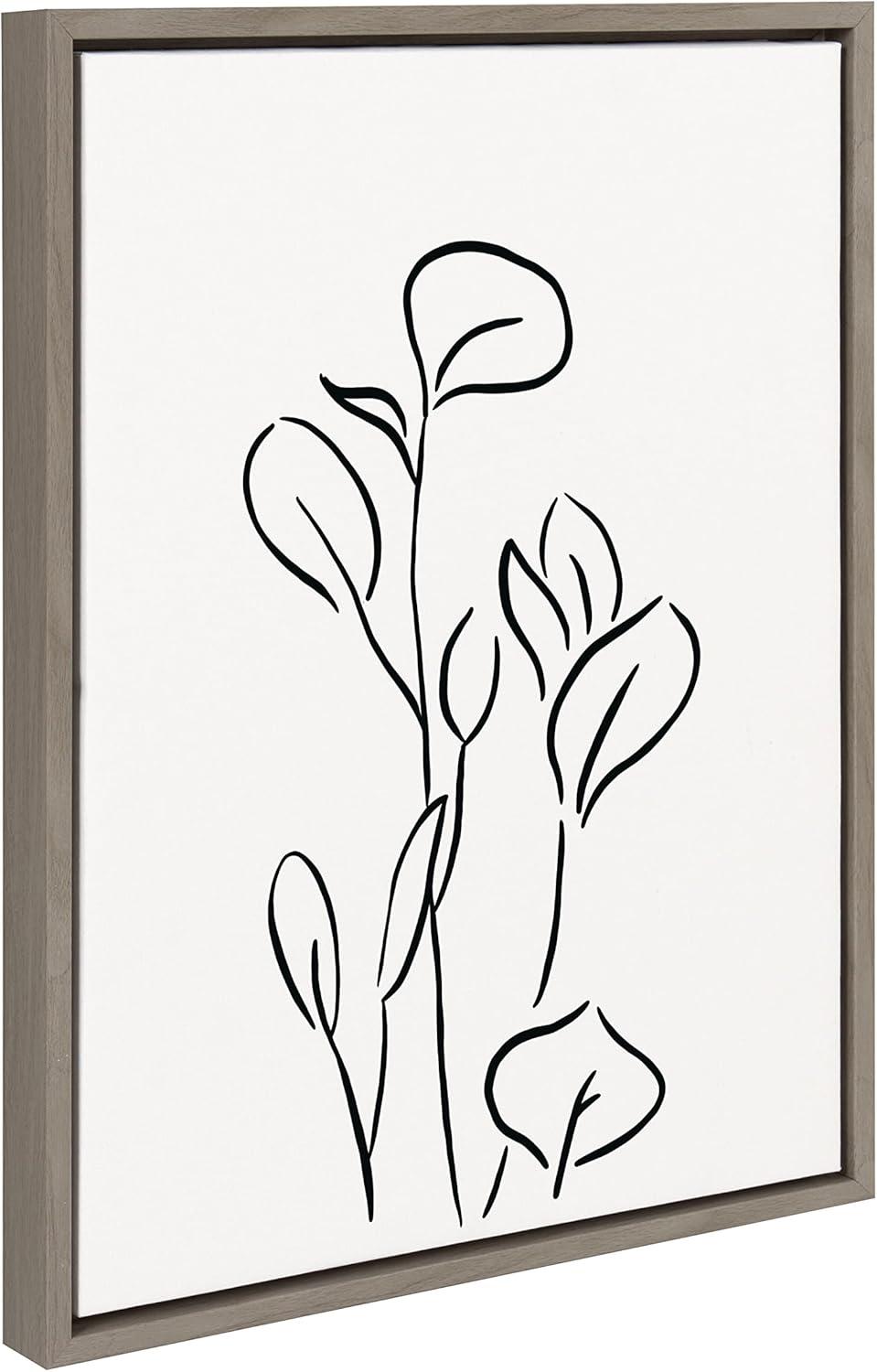 Kate and Laurel Sylvie Botanical Sketch Print No 3 Framed Canvas by The Creative Bunch Studio