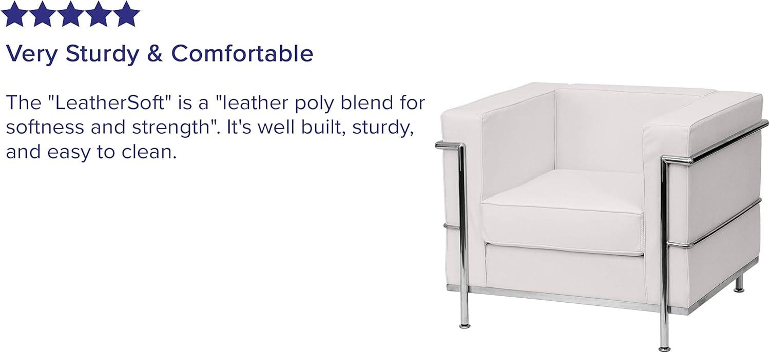 Flash Furniture HERCULES Regal Series Contemporary Melrose White LeatherSoft Chair with Encasing Frame