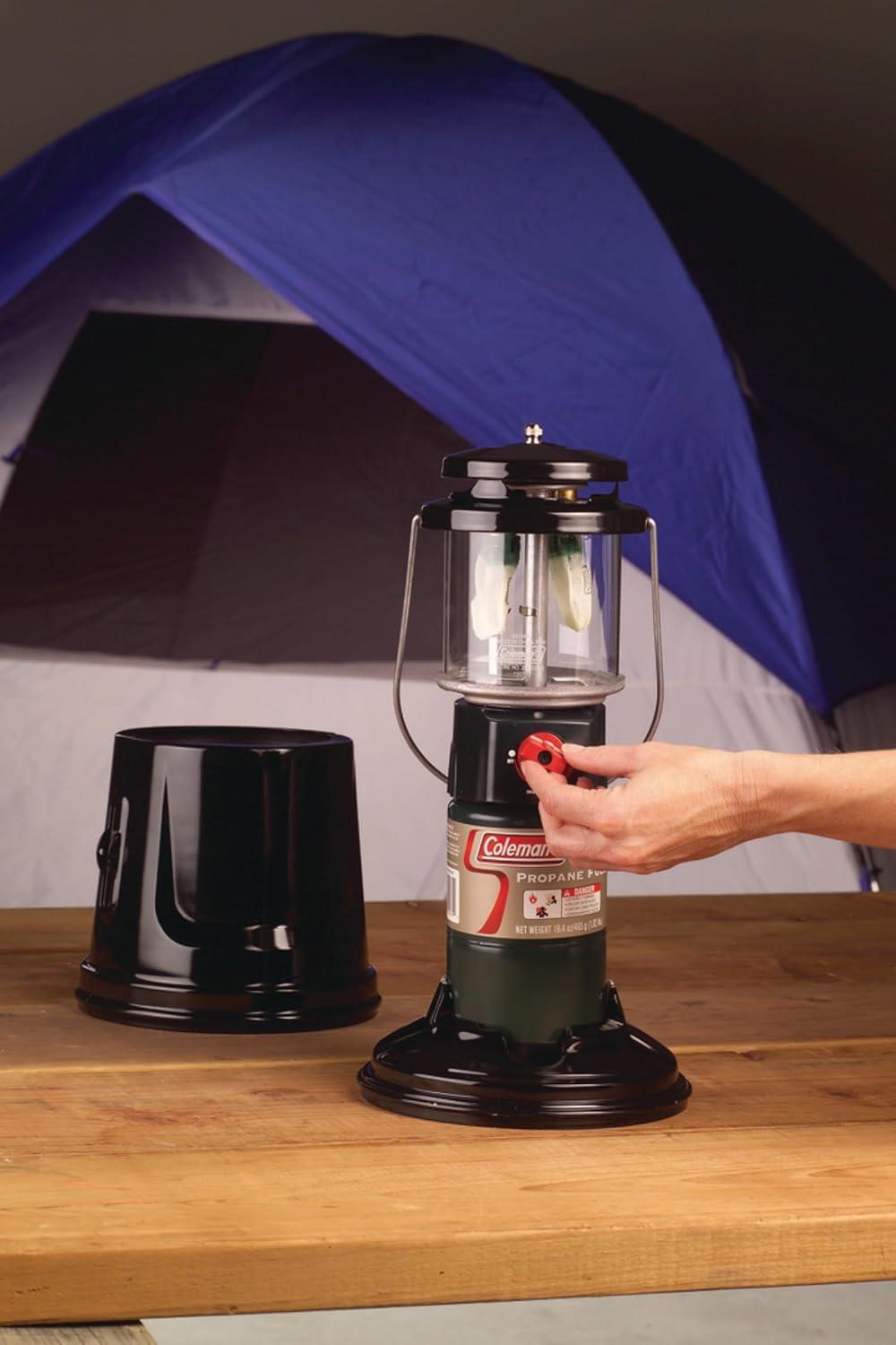 COLEMAN Deluxe Two Mantle Instastart Quickpack Propane Camping Lantern w/ Cover