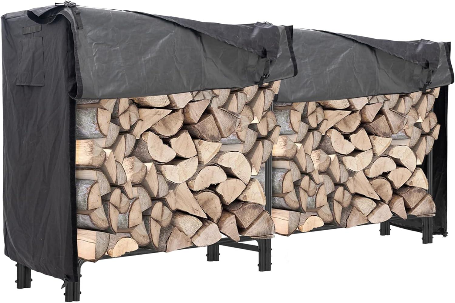 Himal 8ft Waterproof Firewood Cover, Heavy Duty 600D Oxford Outdoor Storage Wood Rack Cover with Buckle (Log Rack not Included)