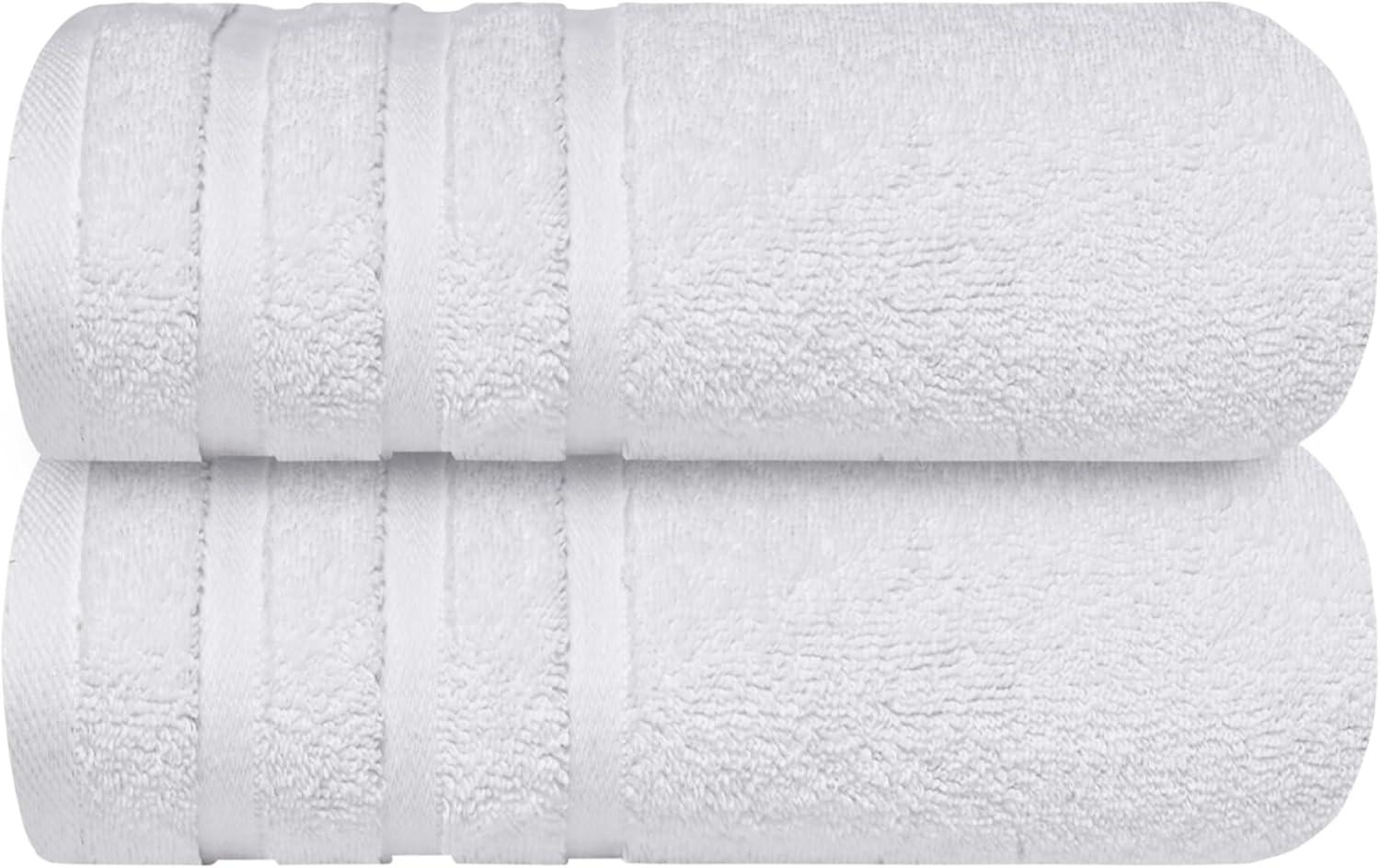 Brilliant White Cotton Luxury Bath Towels Set of 2