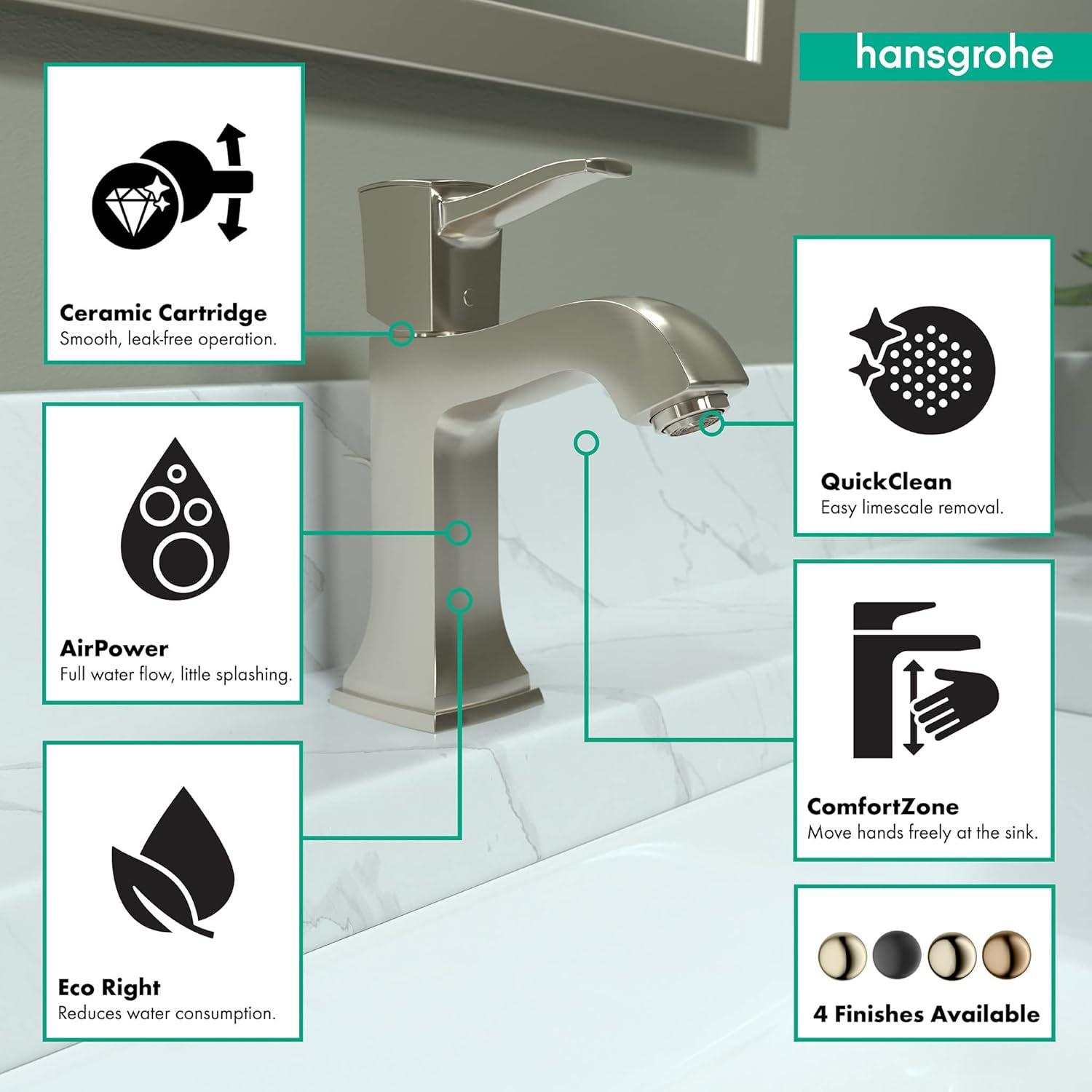 Hansgrohe Metropol Classic Single-Hole Faucet 110 with Drain Assembly, 1.2 GPM