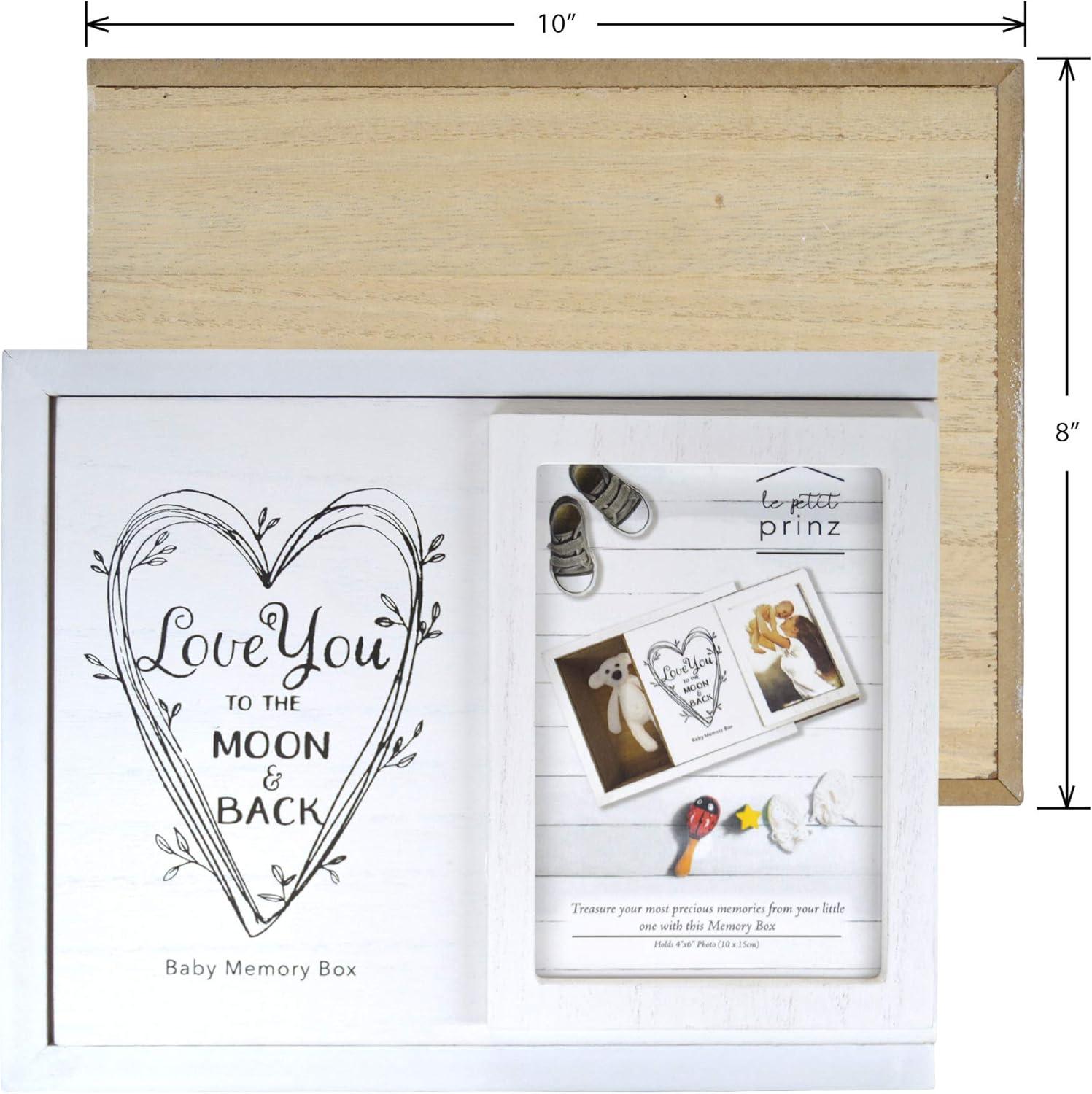 Prinz Baby 4 x 6 Photo Keepsake Box for Cherished Memories, Gender Neutral Baby Shower Gifts, White