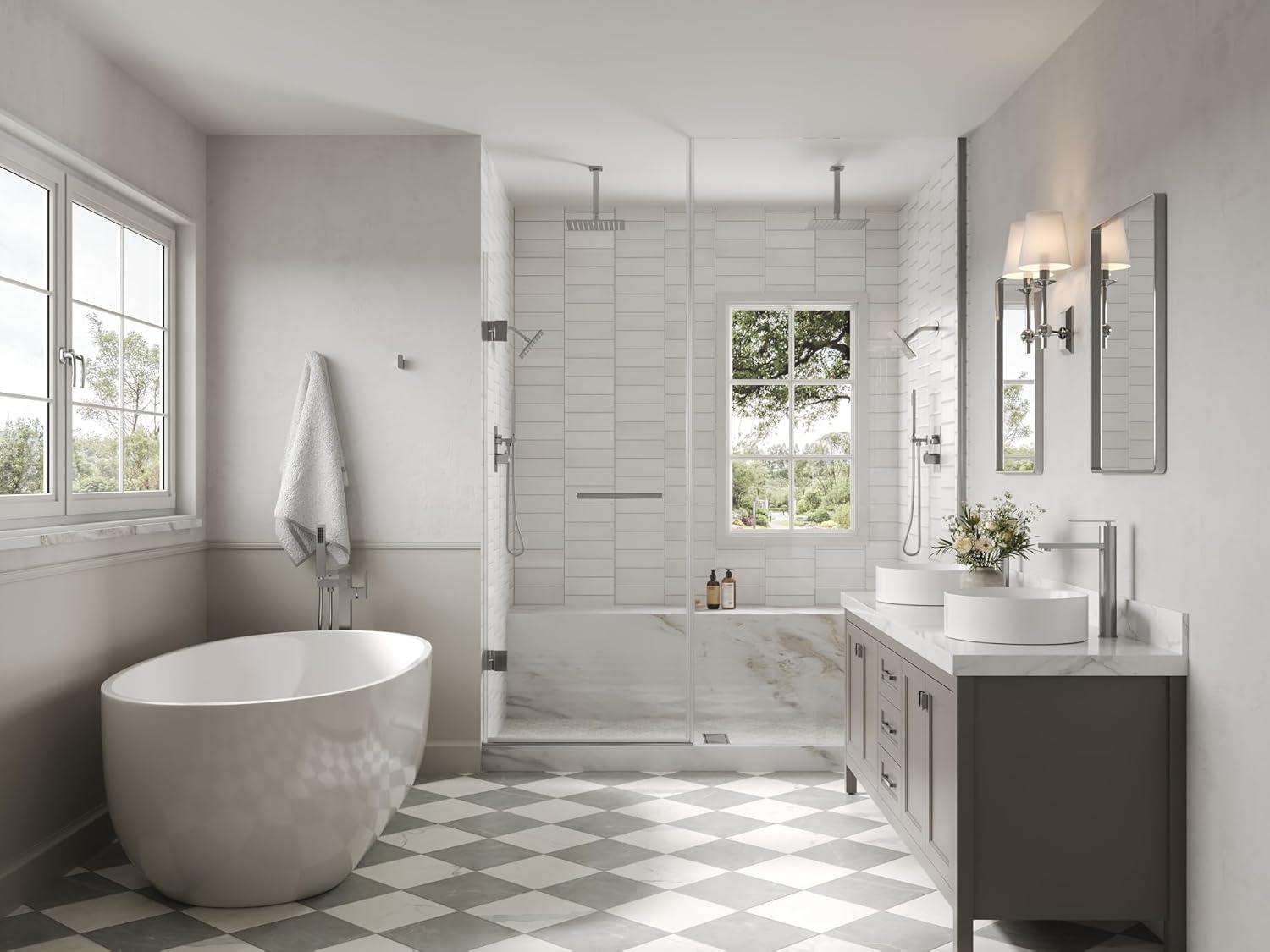 EVERSTEIN Thermostatic Rainfall Shower Faucet, 12-Inch High-Pressure Dual Showerheads System with Rough-In Valve SFS1007-NK12