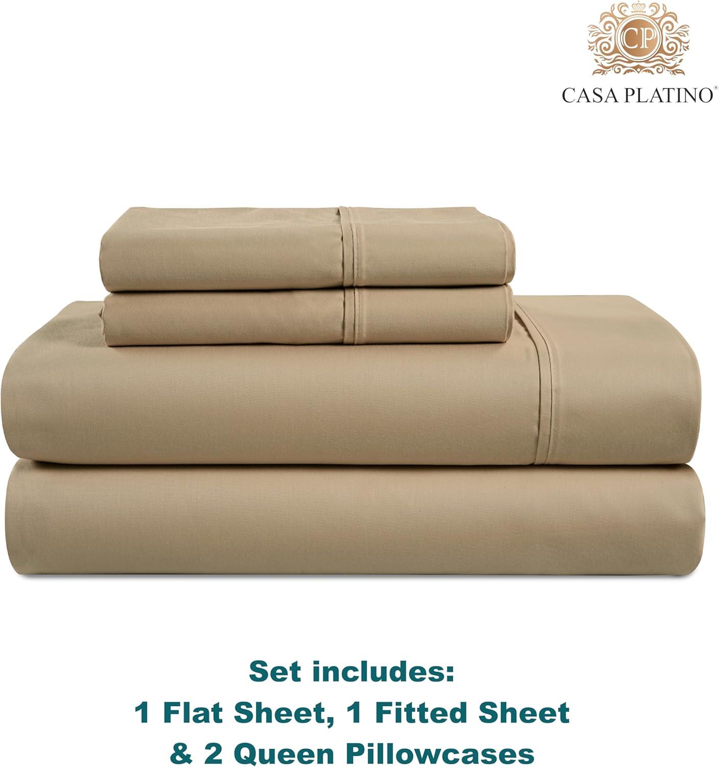 Taupe Queen 1000 Thread Count Cotton Polyester Sheet Set