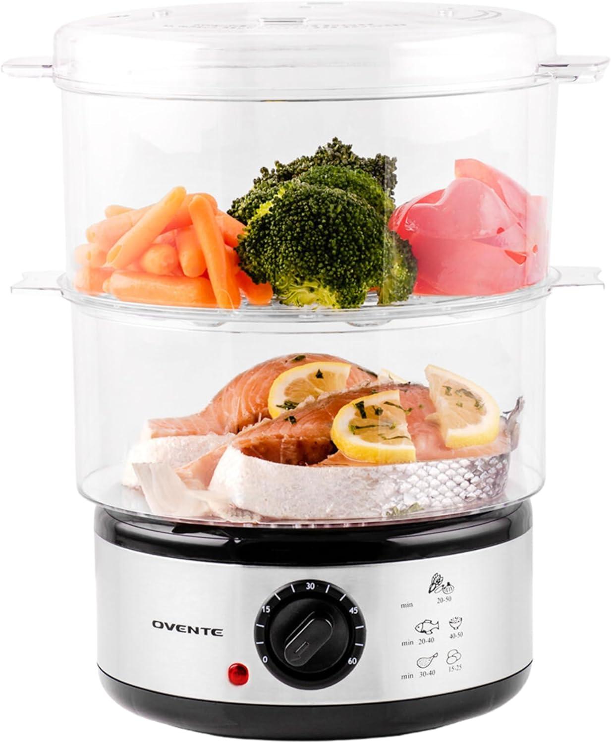 OVENTE 2-Tier Electric Food Steamer 5 Quarts Total Capacity