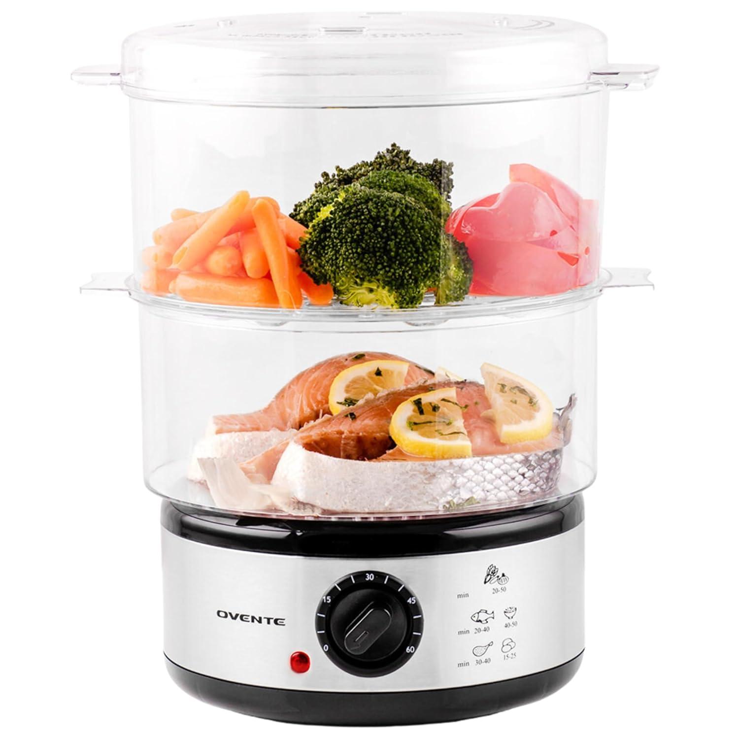 OVENTE 2-Tier Electric Food Steamer 5 Quarts Total Capacity