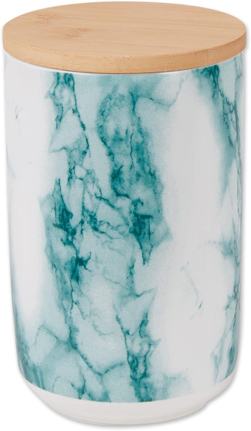 Bone Dry Ceramic Marble Treat Jar Canister for Pets, Dishwasher Safe, 4x6.5", Teal