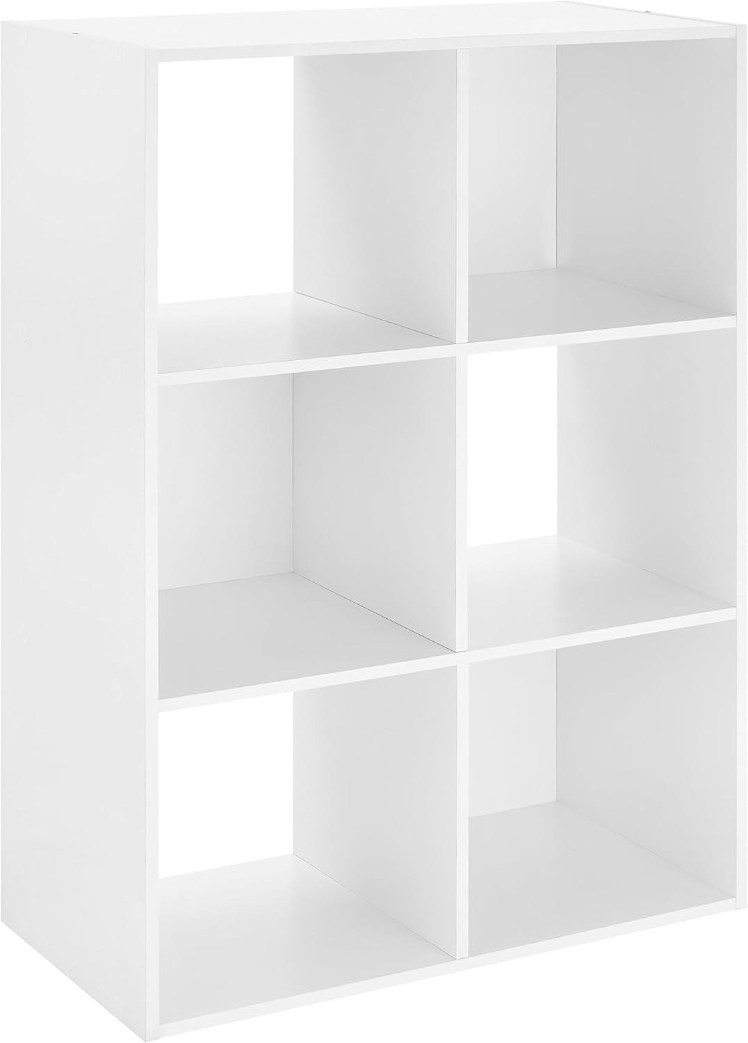 White 6-Cube Organizer with Shelves and Back Panels