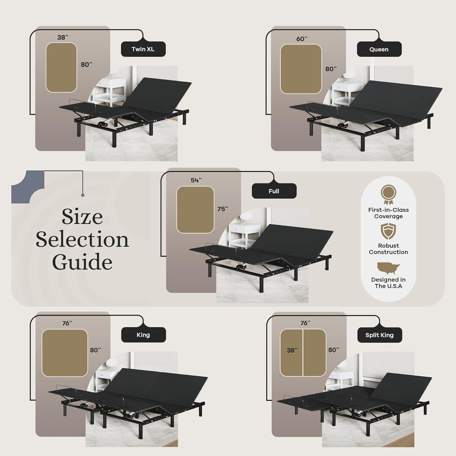 Sven & Son Essential Adjustable Bed Base (Frame Only), Easy Assembly, Head and Foot Lift, Memory Positions, Zero Gravity, Wireless Remote - Full