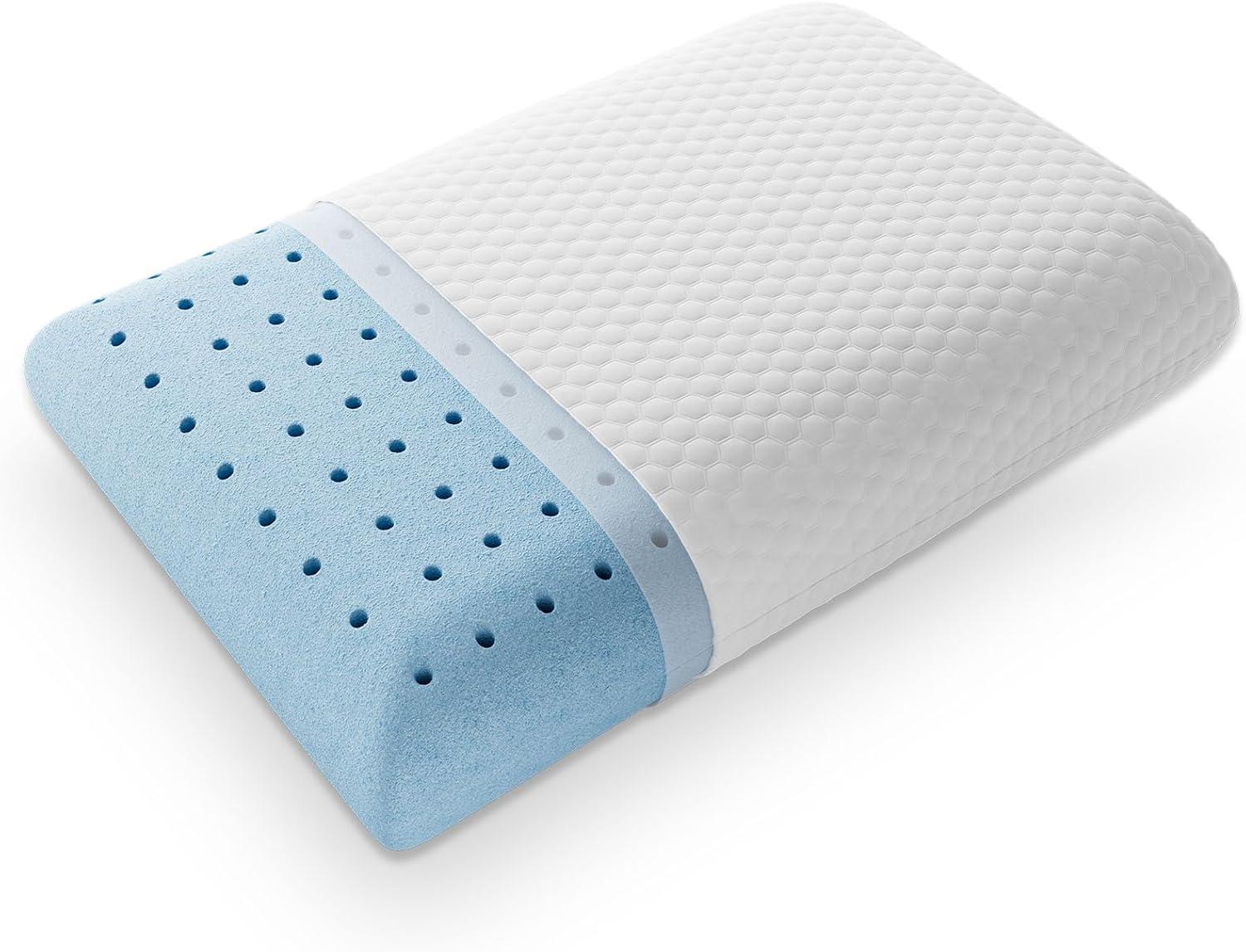 Cooling Blue and White Memory Foam Bed Pillow