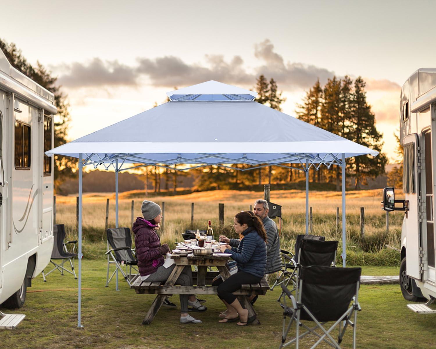 13 ft. × 13 ft. Pop-up Canopy with Rolling Storage Bag Light Gray/White