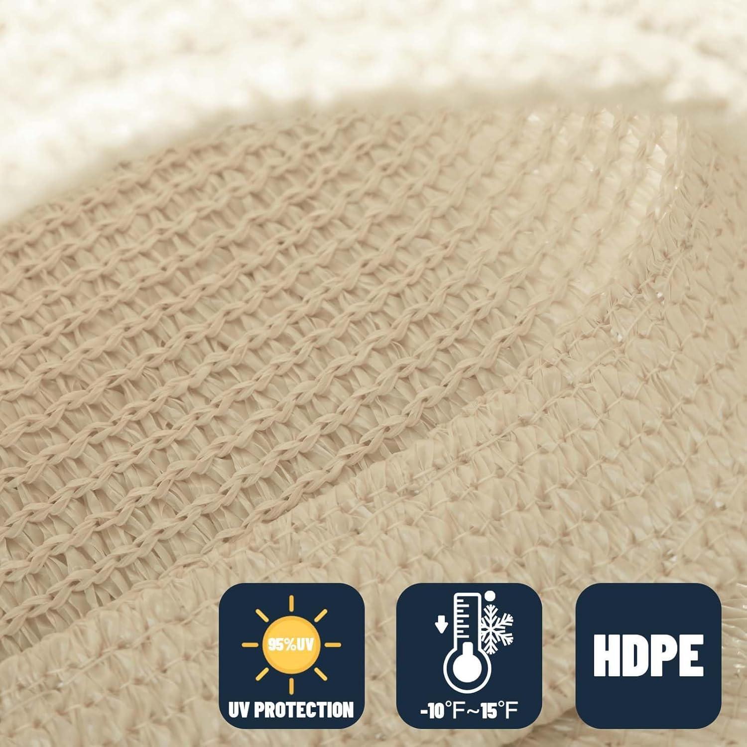 SUNNY GUARD Sun Shade Sail 10/12/16.5/20FT Triangle UV Block Sunshade Canopy for Outdoor, 16.5'x16.5'x16.5' Cream