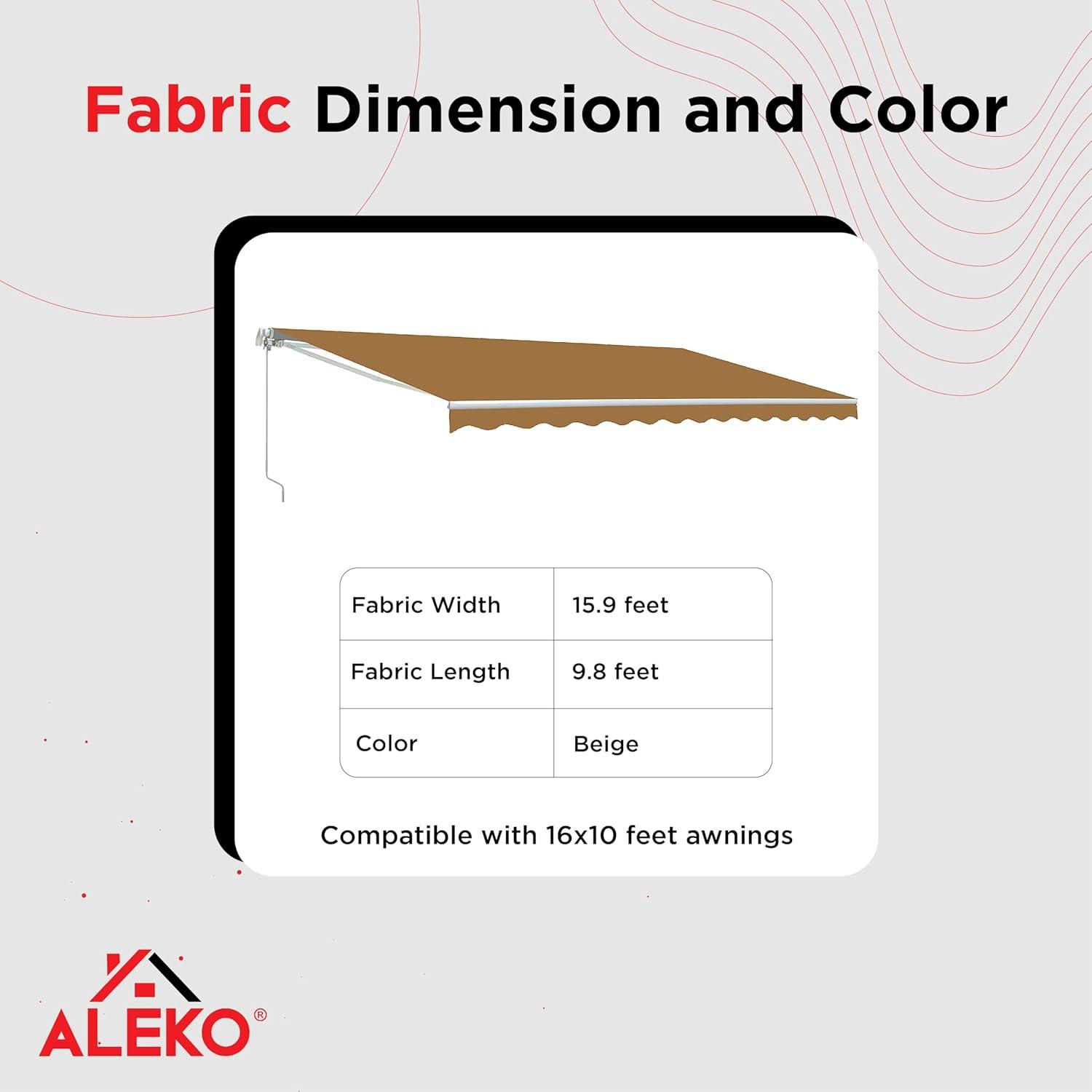 Beige Polyester 16x10 Feet Patio Awning Fabric Replacement