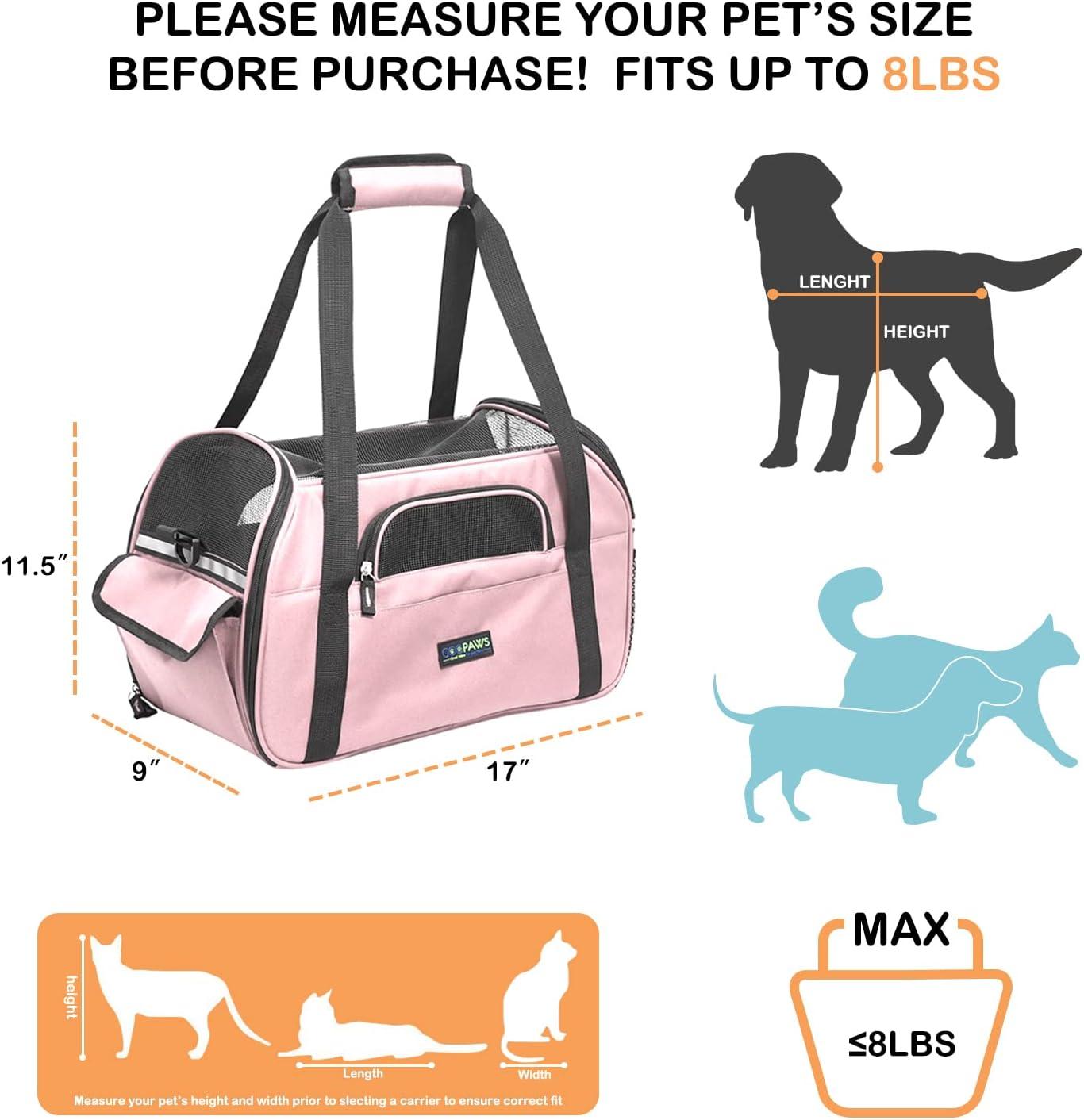 GOOPAWS Soft-Sided Dog & Cat Carrier Bag, Pink, 17''