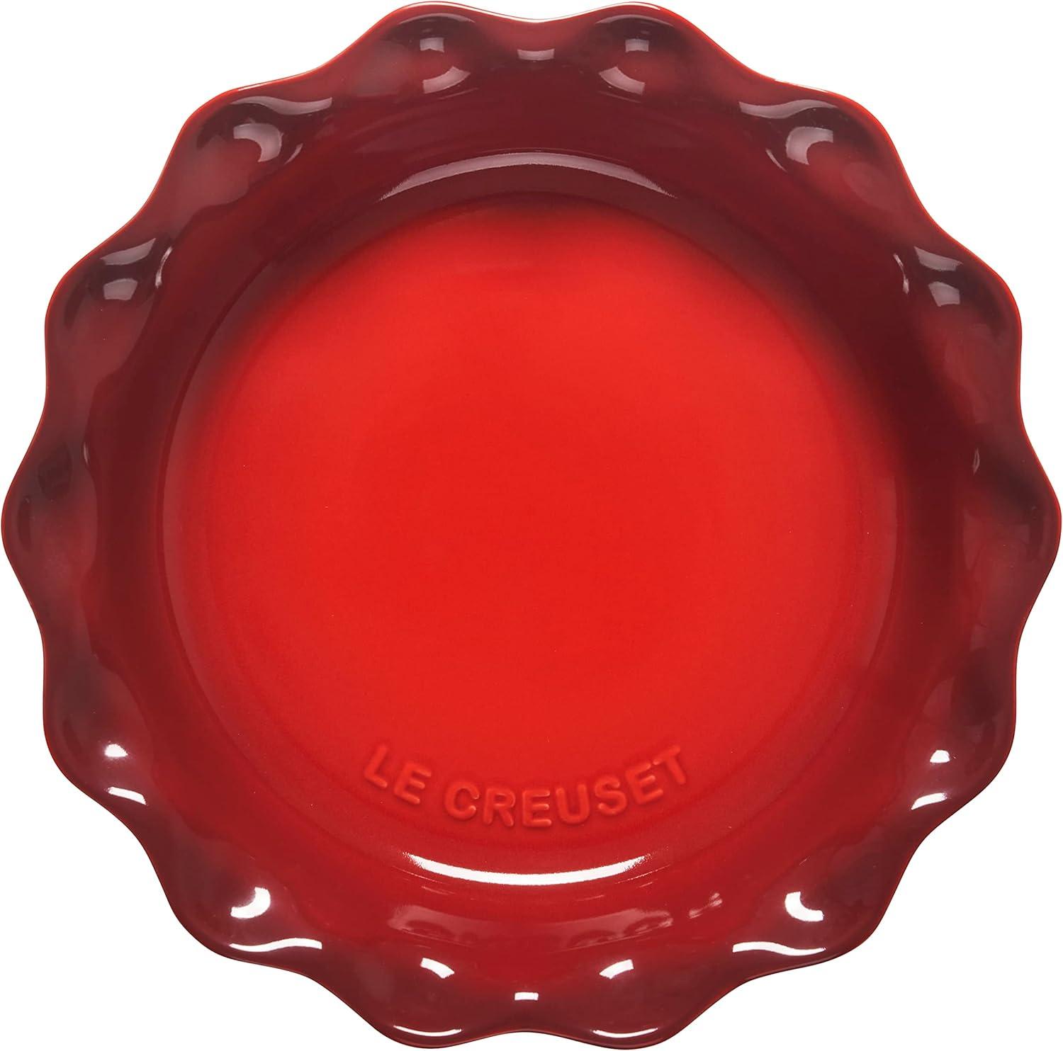 Cerise Red Stoneware 9" Fluted Edge Pie Dish