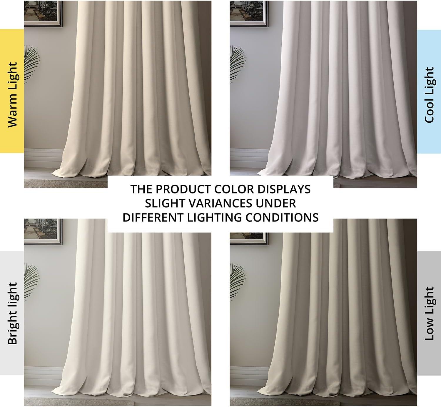 Birch Faux Linen Textured Room Darkening Curtains 108 Inches Long