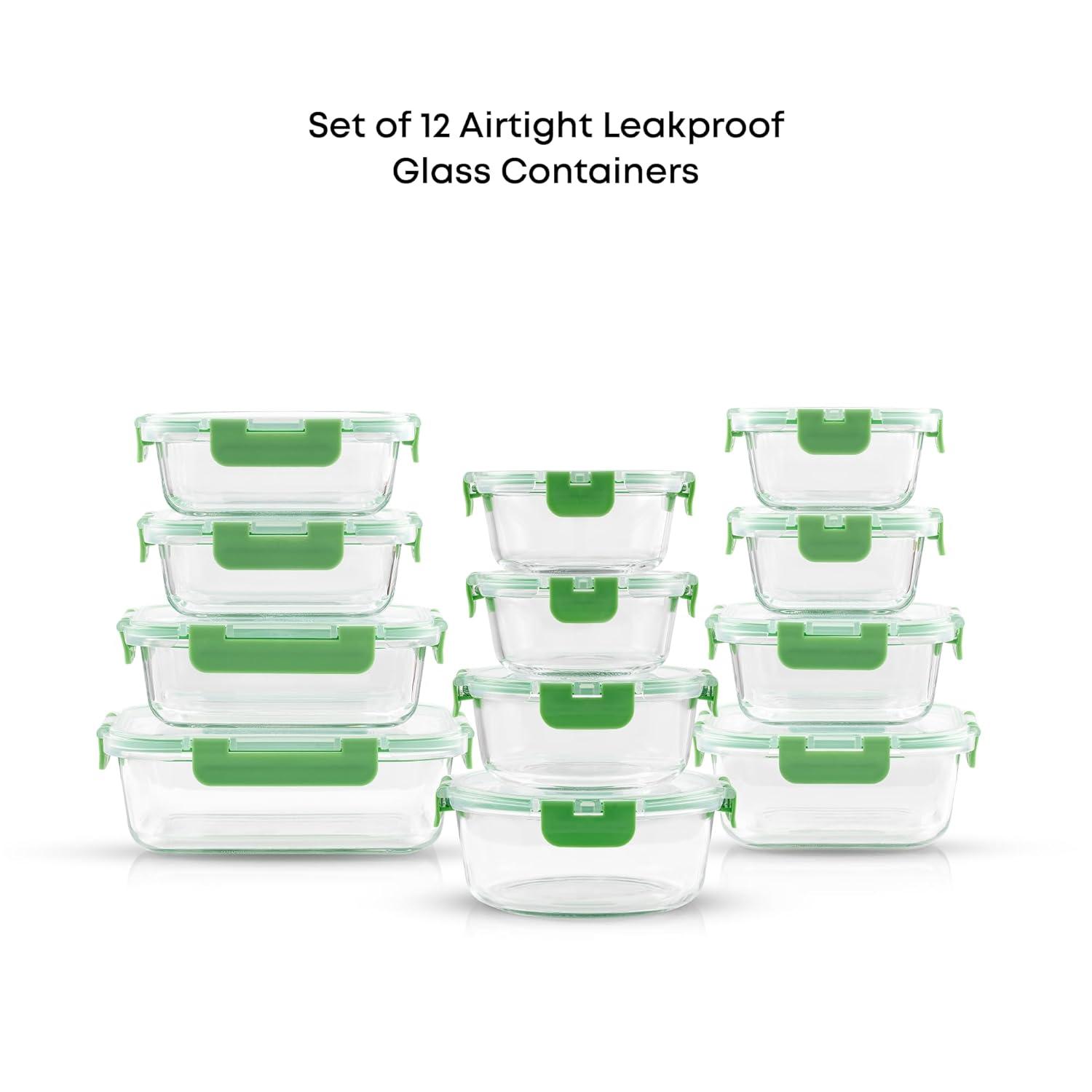 JoyJolt JoyJolt 24-Piece Glass Storage Container Kitchen Food Storage Set with Lids