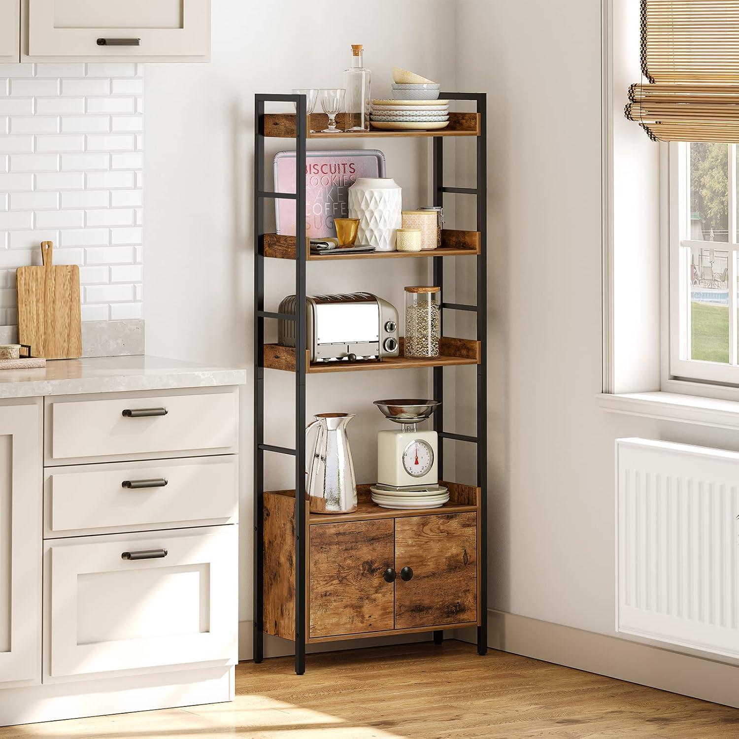 HOOBRO 4-tier Bookshelf with Doors and Storage Shelves & Reviews | Wayfair