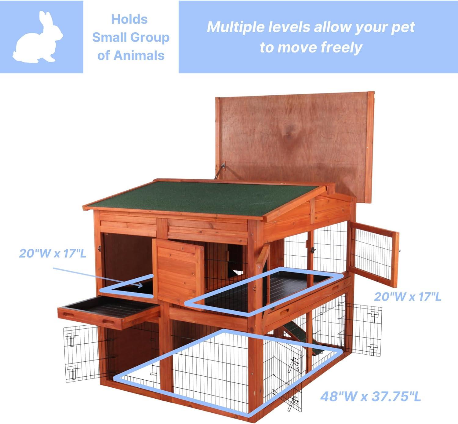 TRIXIE Deluxe 2-Story Rabbit Hutch with Run, Attic Storage Ramp, Ideal for Rabbits Guinea Pigs