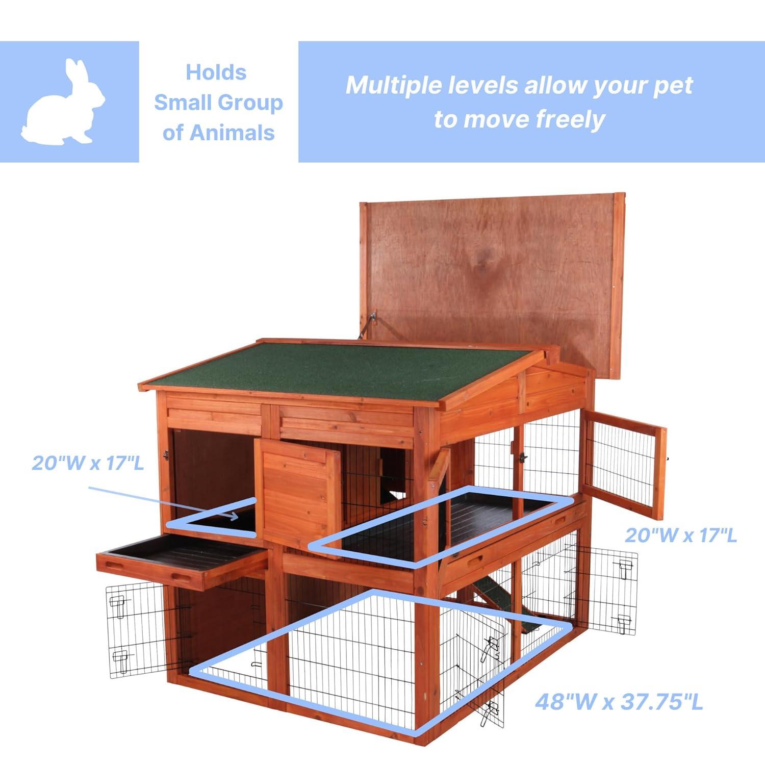 TRIXIE Deluxe 2-Story Rabbit Hutch with Run, Attic Storage Ramp, Ideal for Rabbits Guinea Pigs