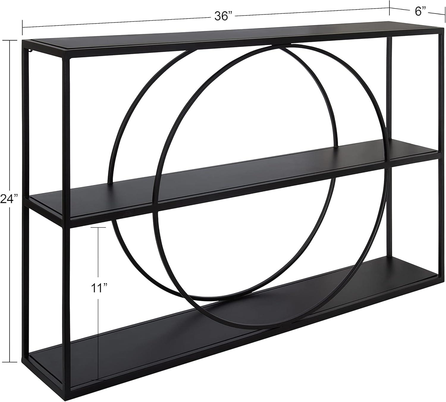 Pirzada Mid-Century Modern Black Wood Floating Wall Shelf