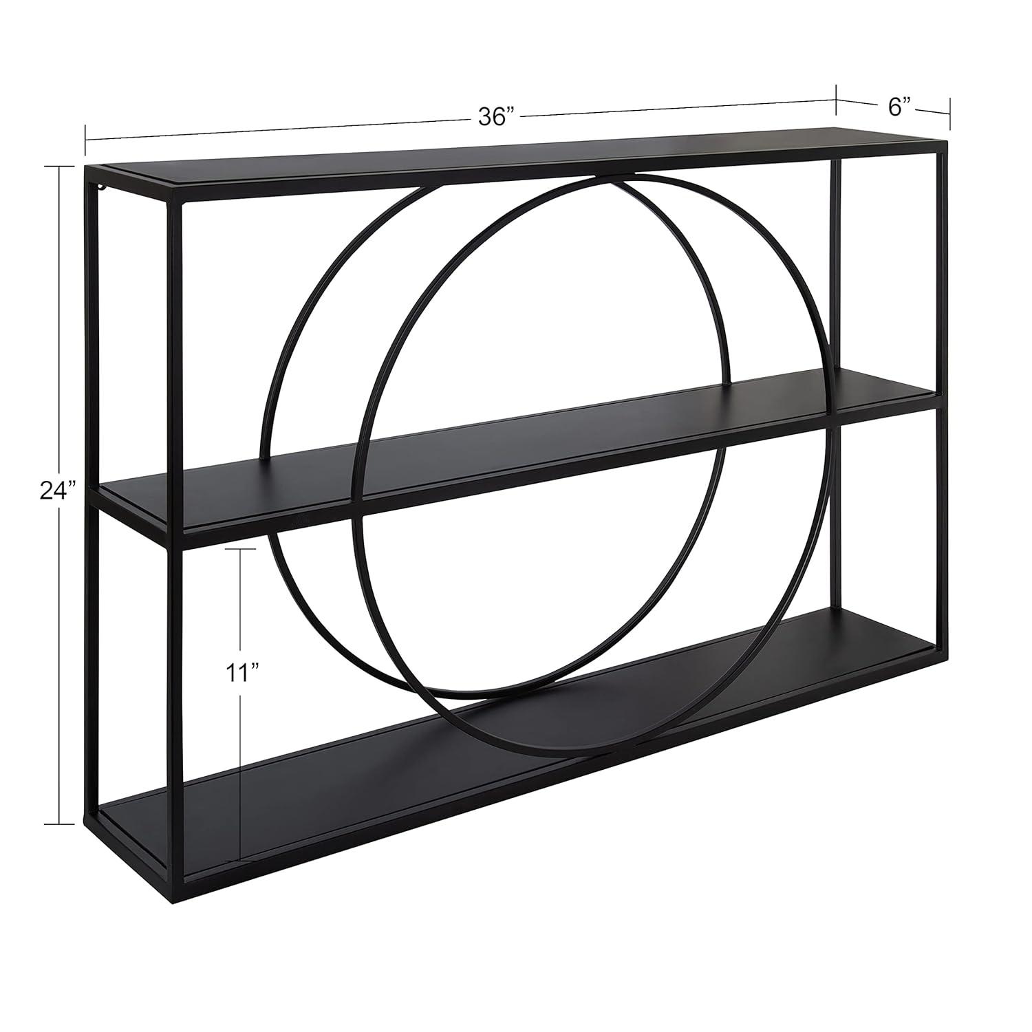 Kate & Laurel All Things Decor 36" x 24" Pirzada Geometric Wall Shelf Black: 3-Tier Metal Storage, No Assembly Required
