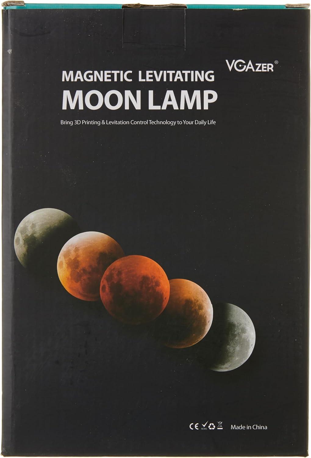 VGAzer Moon Lamp 3D Printing Magnetic Levitating Moon Light Lamps for Home、Office Decor, Creative Gift-6 Inch,Has 16 Colors 20 Modes