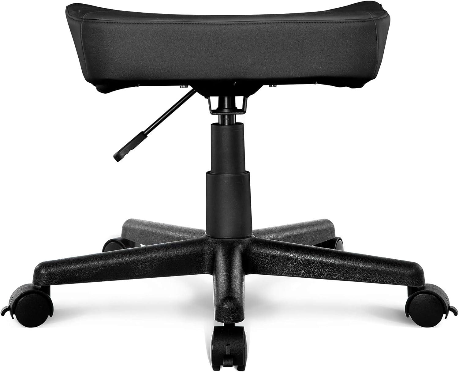 AKRacing Ottoman Footrest with PU Leather Upholstery, Adjustable Height and Swivel Wheels for Office and Gaming Chairs - Black