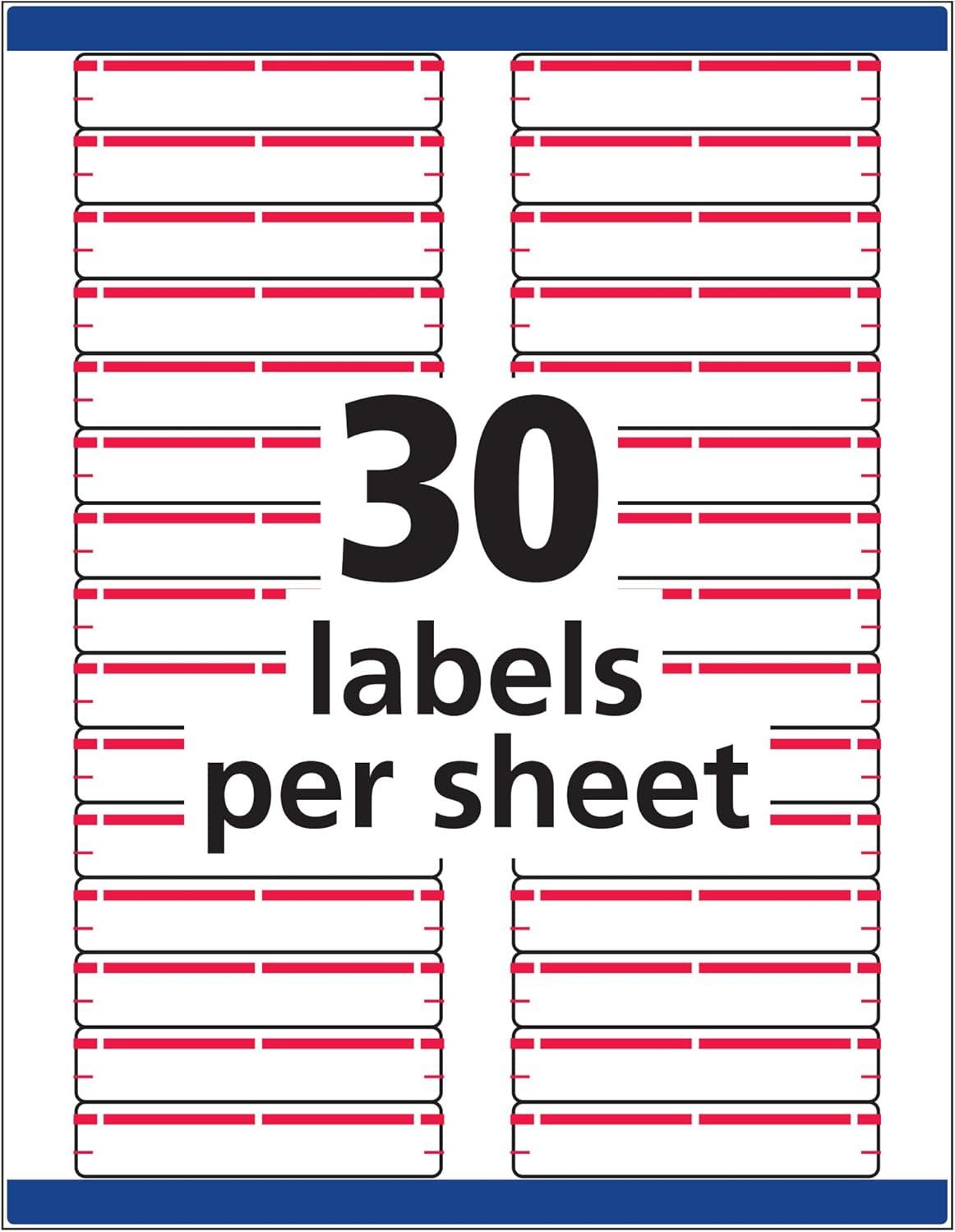 Avery File Folder Labels, 2/3" x 3-7/16", White/Red (5066)