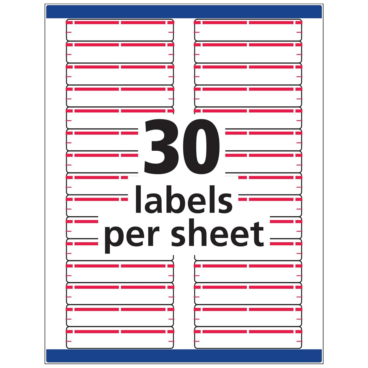 Avery File Folder Labels, 2/3" x 3-7/16", White/Red (5066)