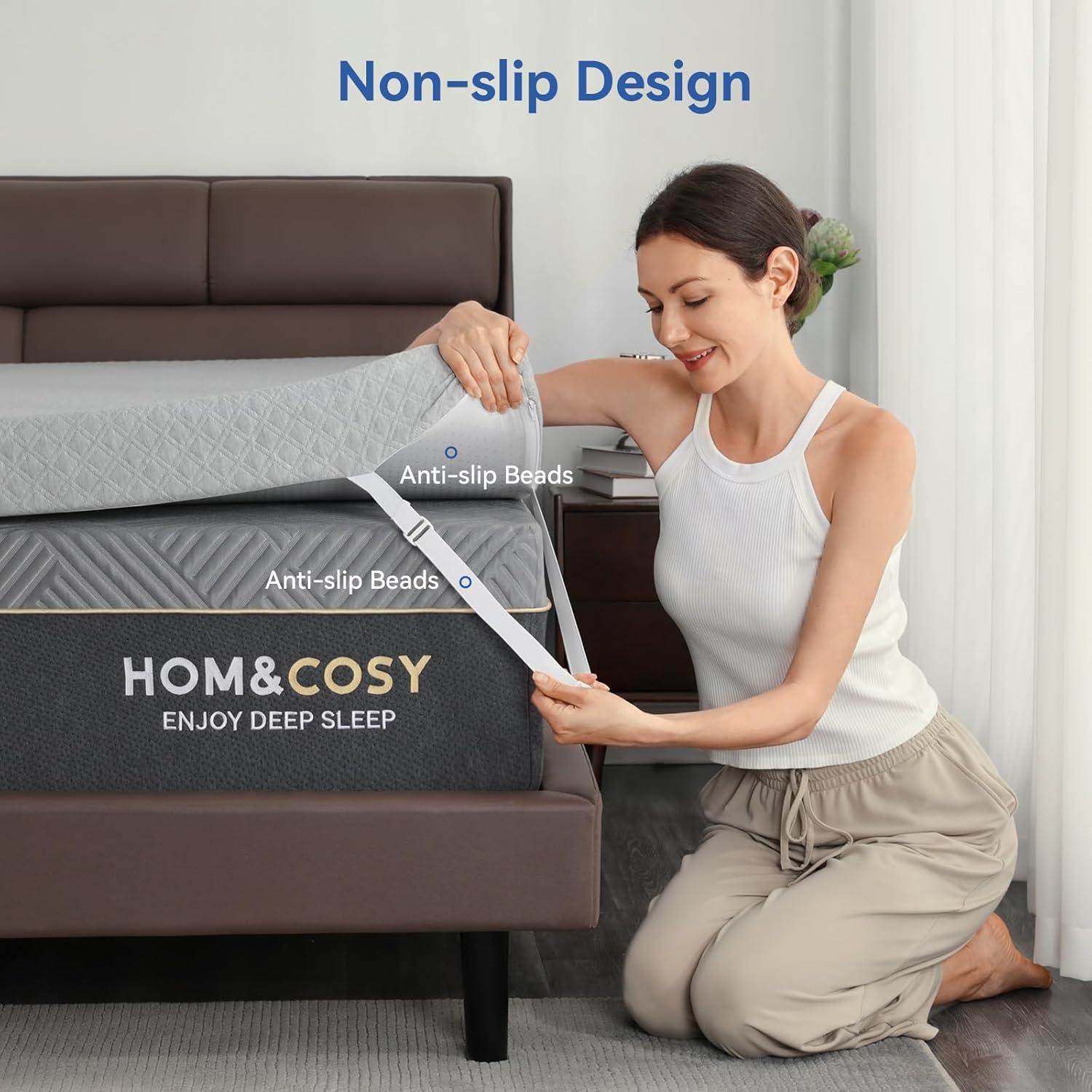 4 Inch Firm Mattress Topper Full, Memory Foam Mattress Topper Cooling Gel  Charcoal Bed Topper For Pain Relief, High Density Firm Mattress Pad With Removable Cover