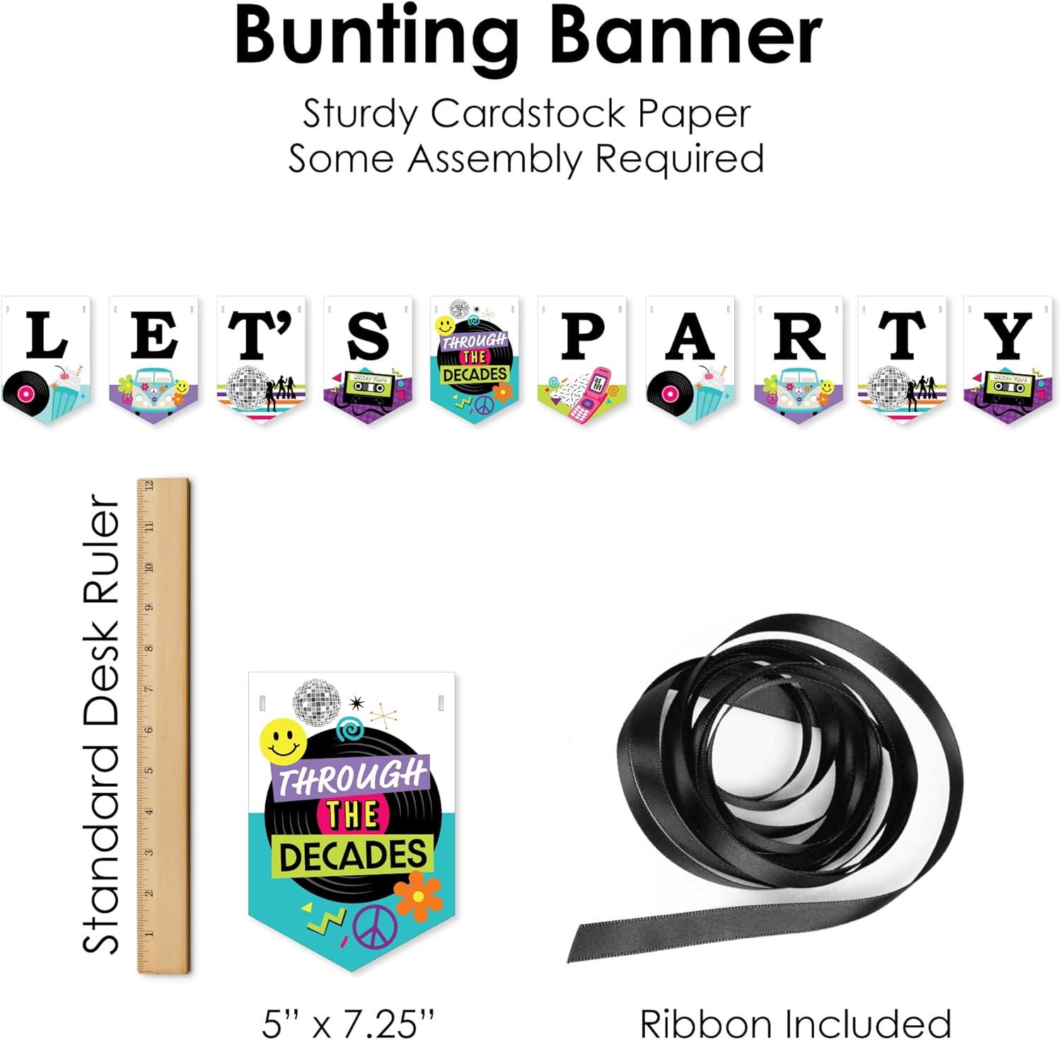 Big Dot of Happiness Through the Decades - 50s, 60s, 70s, 80s, and 90s Party Supplies Decoration Kit - Decor Galore Party Pack - 51 Pieces