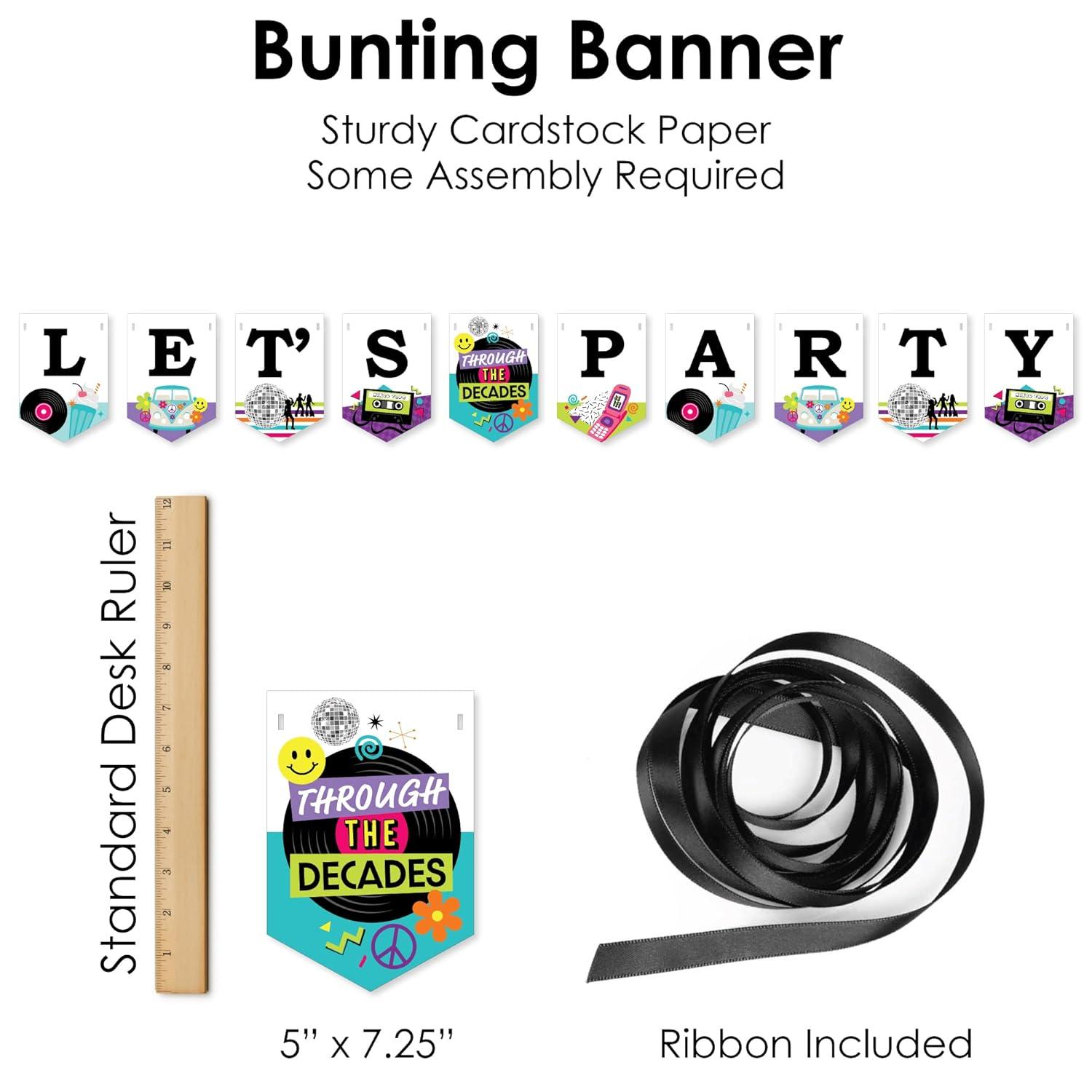 Big Dot of Happiness Through the Decades - 50s, 60s, 70s, 80s, and 90s Party Supplies Decoration Kit - Decor Galore Party Pack - 51 Pieces