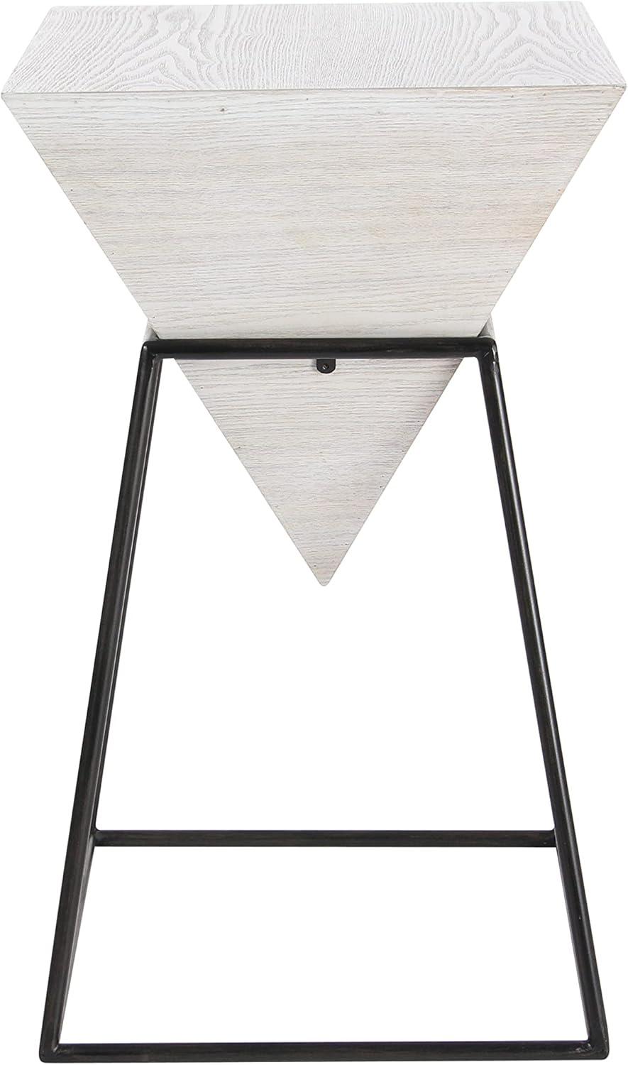 Geometric Accent Table White - Olivia & May: Modern Triangle Side Table, Metal Frame, Wood Top