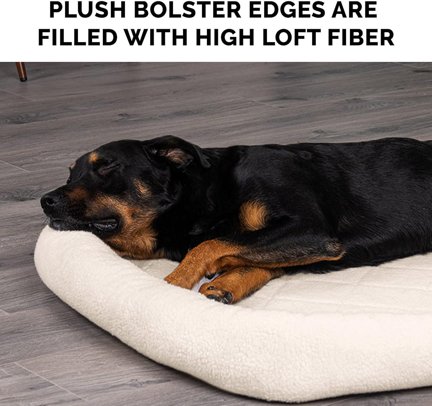 FurHaven Faux Lambswool Crate Bolster Pet Bed