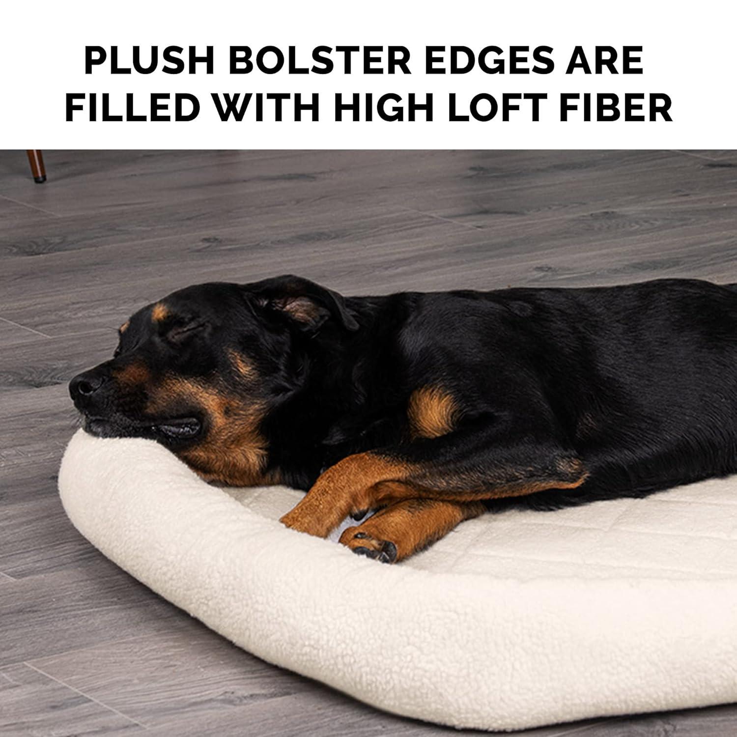 FurHaven Faux Lambswool Crate Bolster Pet Bed