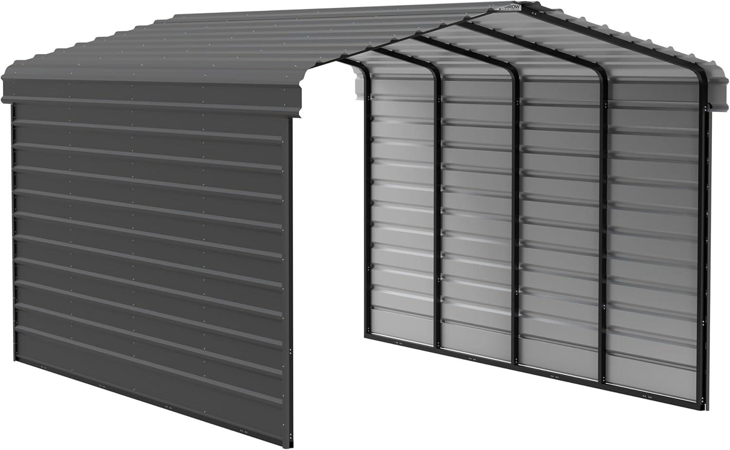 Arrow Arrow Steel Carport with 2 Side Wall Kits, 12x20x09