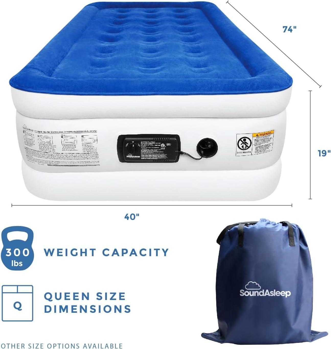 SoundAsleep Dream Series Air Mattress with ComfortCoil Technology & Internal High Capacity Pump -  Twin - Blue
