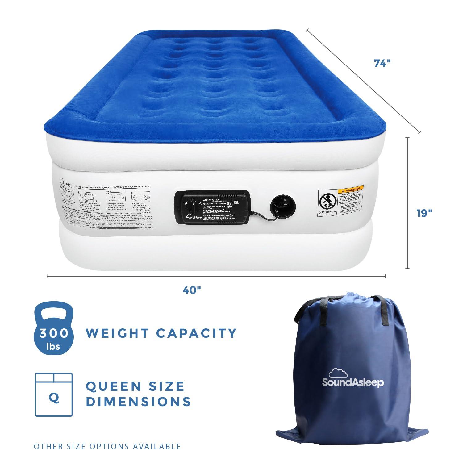 SoundAsleep Dream Series Air Mattress with ComfortCoil Technology & Internal High Capacity Pump -  Twin - Blue