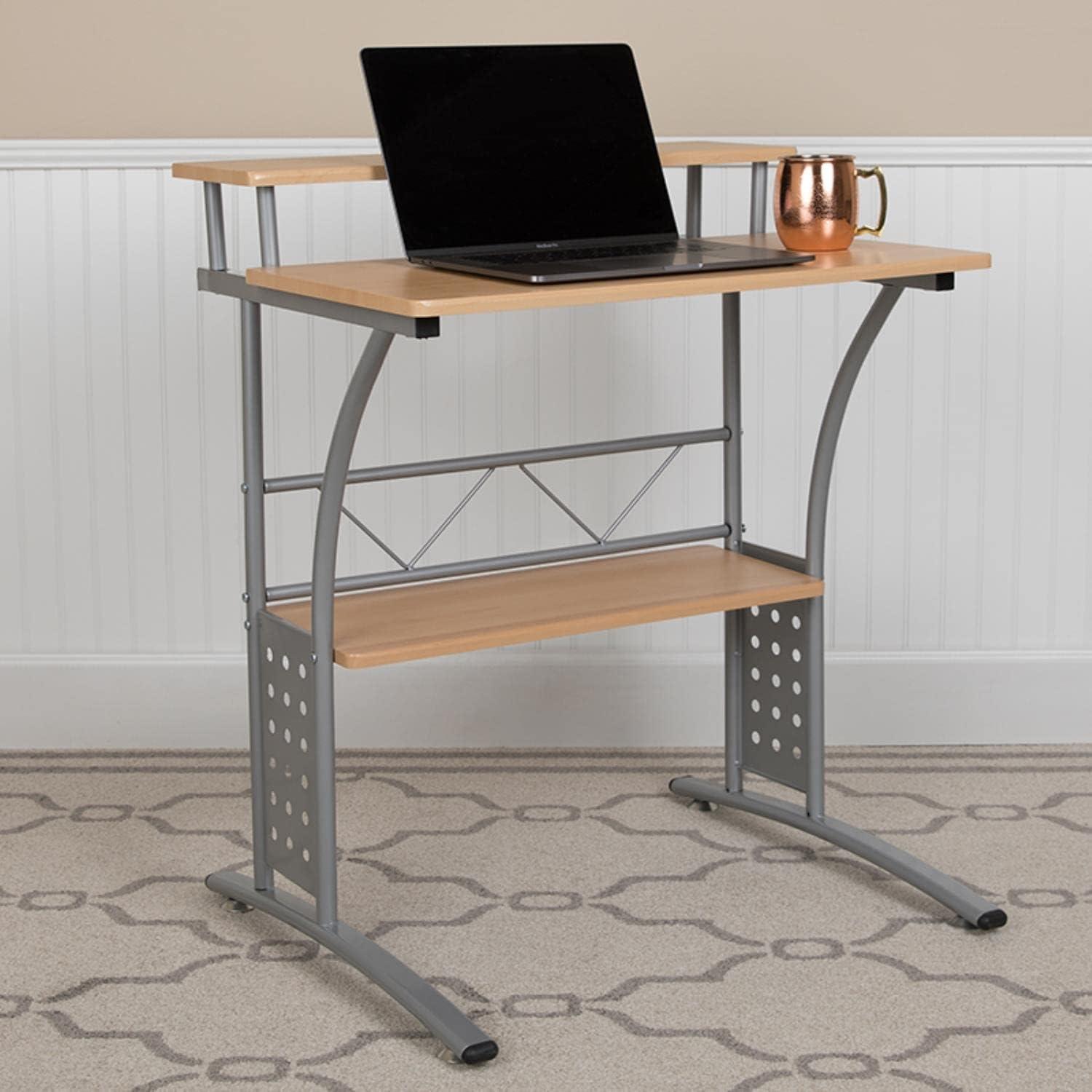 Flash Furniture Computer Desk with Top and Lower Storage Shelves