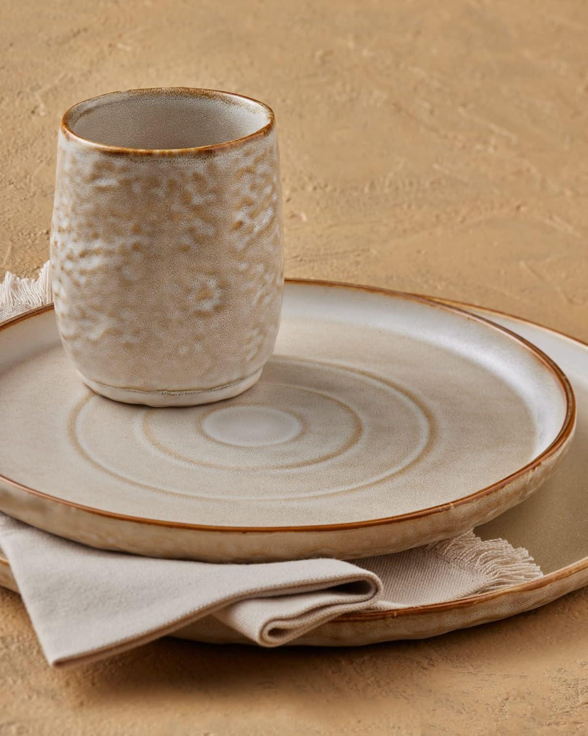 Stone by Mercer Project Shosai Stoneware Dinnerware Set Tan - 32 Piece