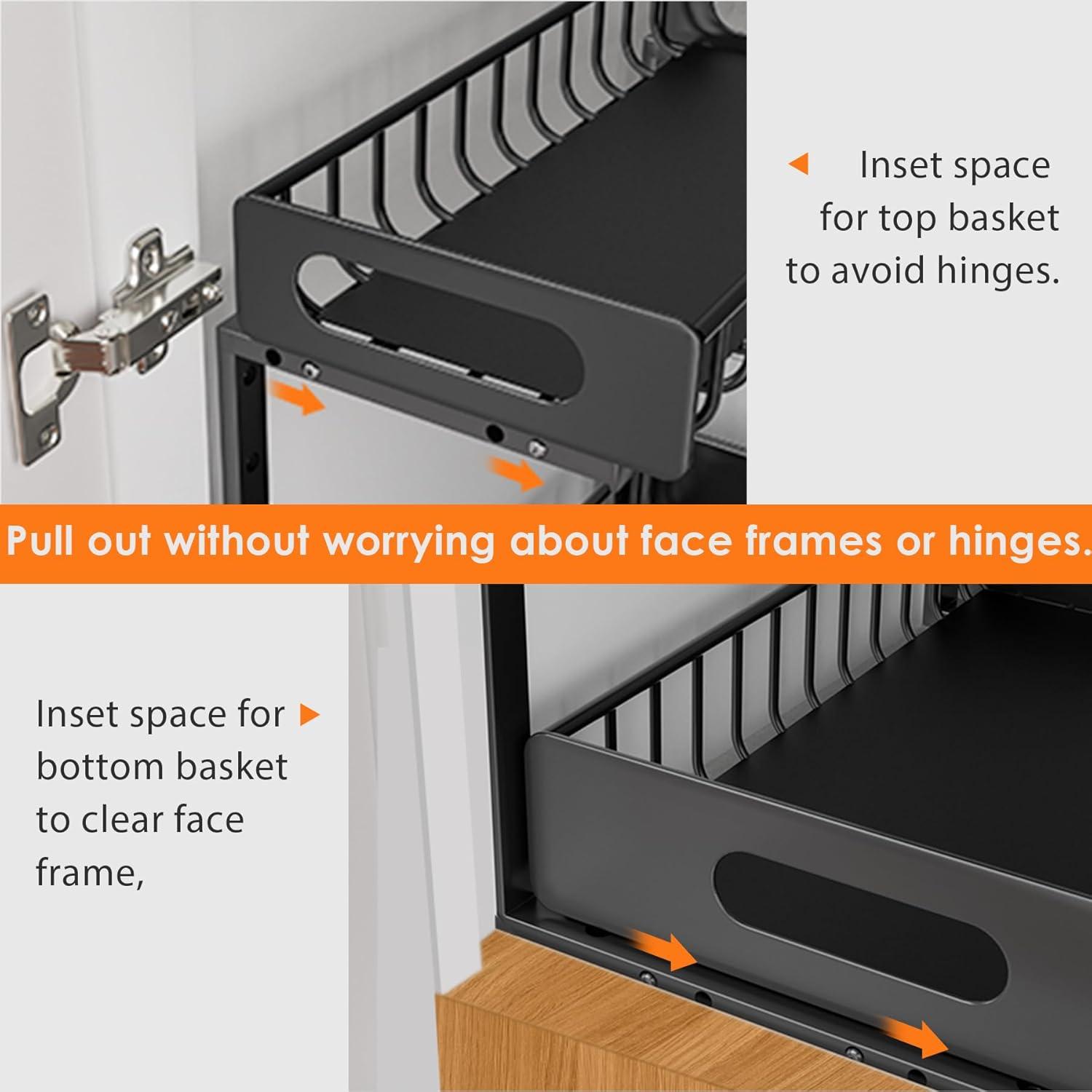 Rebrilliant Under Sink Organizer, 2 Tier Under Sink Organizers And Storage, Metal Slide Out Pull Out Cabinet Organizer ,2 Pack Sliding Drawer Organizer For Kitchen Bathroom Pantry