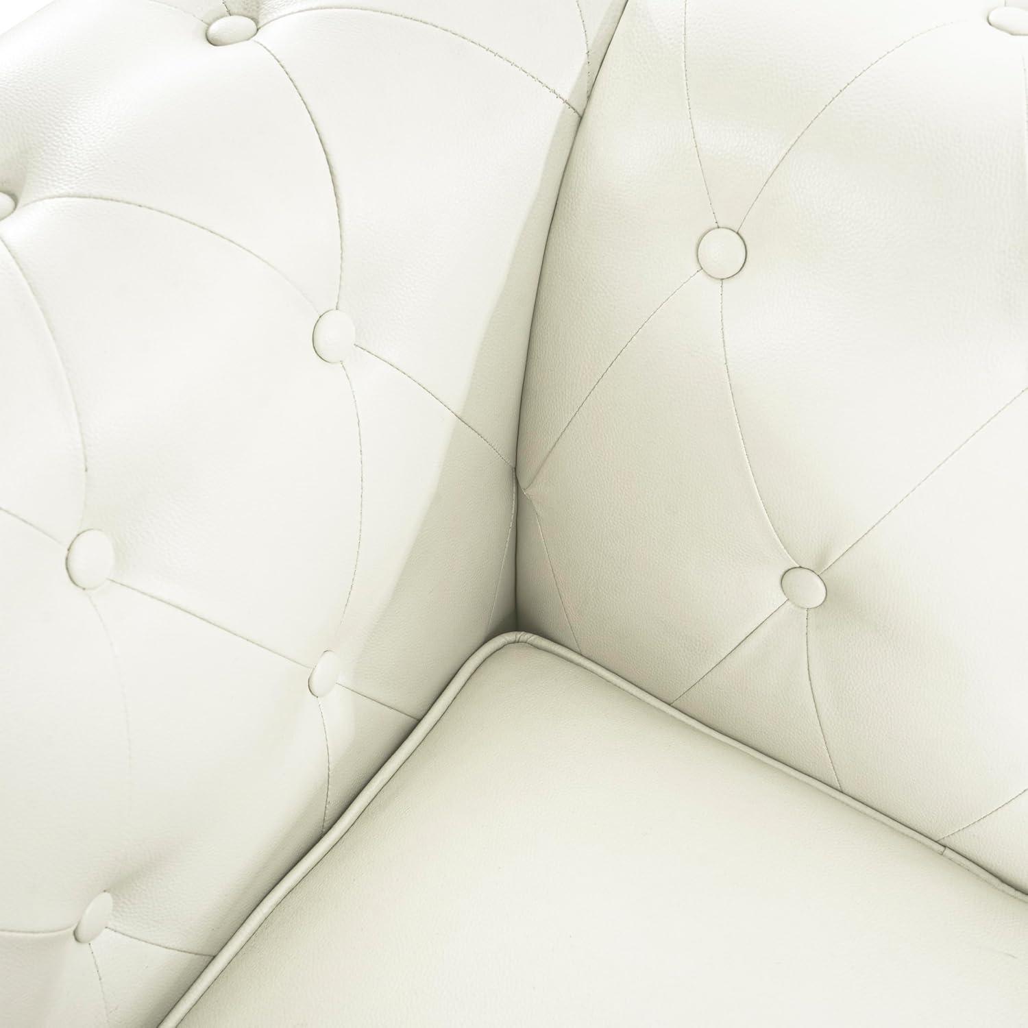 Emery Off-White Tufted Chesterfield 3-Piece Sofa Set with Rolled Arms