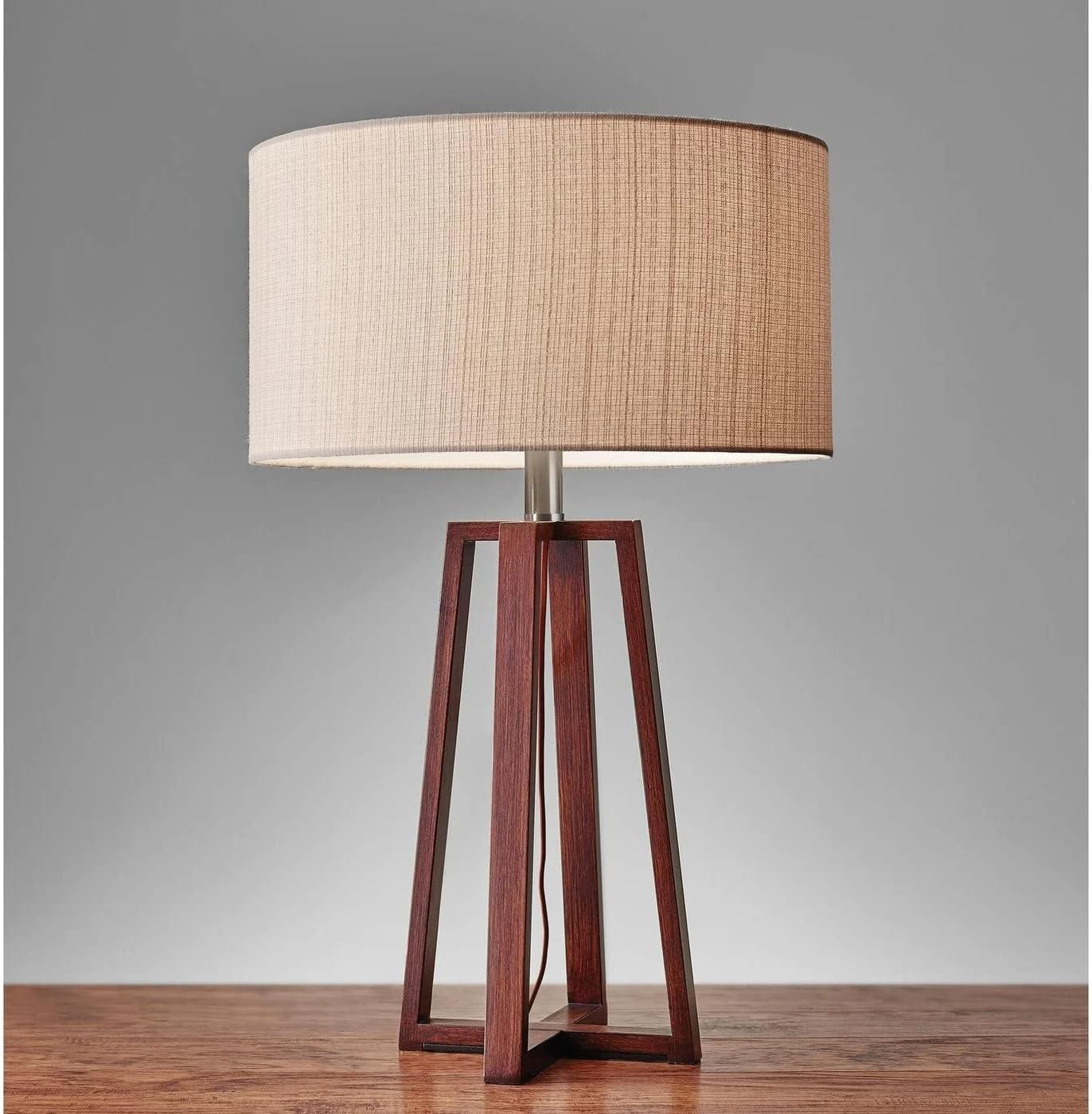 Adesso 23.75" Quinn Table Lamp Brown: ETL Listed, Linen Shade, No Assembly Required