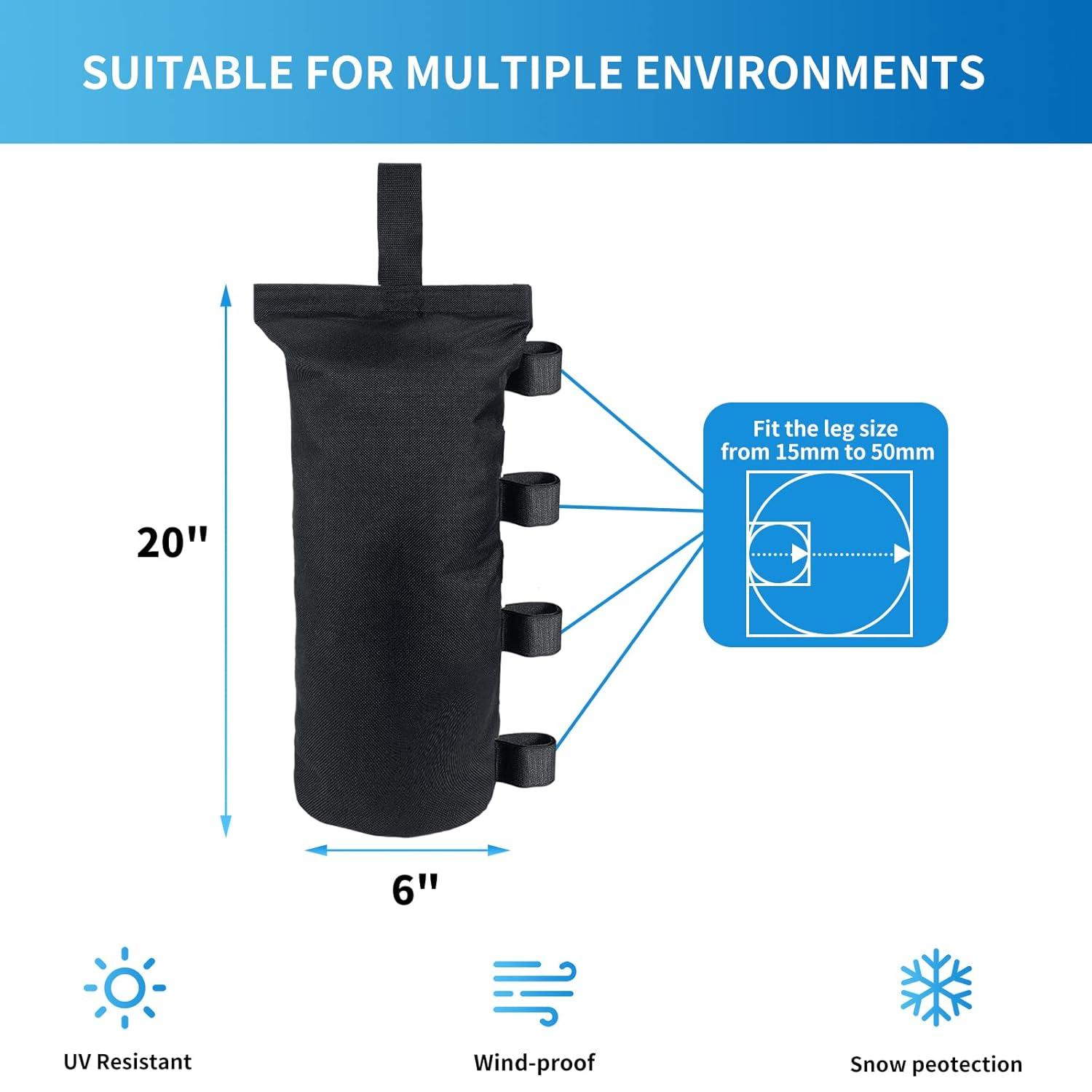 Heavy Duty Canopy Weight Bags(120LBS) for Pop up Canopy Tent, Canopy Weights Set of 4, Leg Weights Sand Bags for Instant Outdoor Sun Shelter Patio Umbrella(Without Sand)