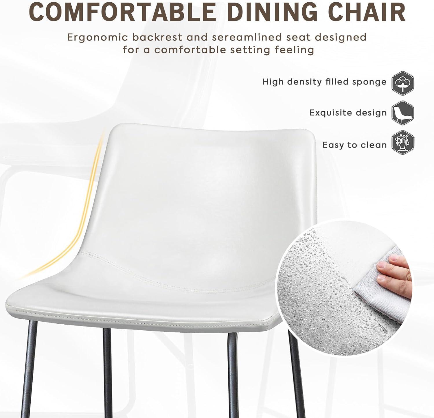 GIKPAL Barstools 26'' PU Leather Counter Height Bar Stools Set of 4 with Back Modern Armless Chairs with Footrest and Metal Legs for Kitchen Living Room Pub, Black