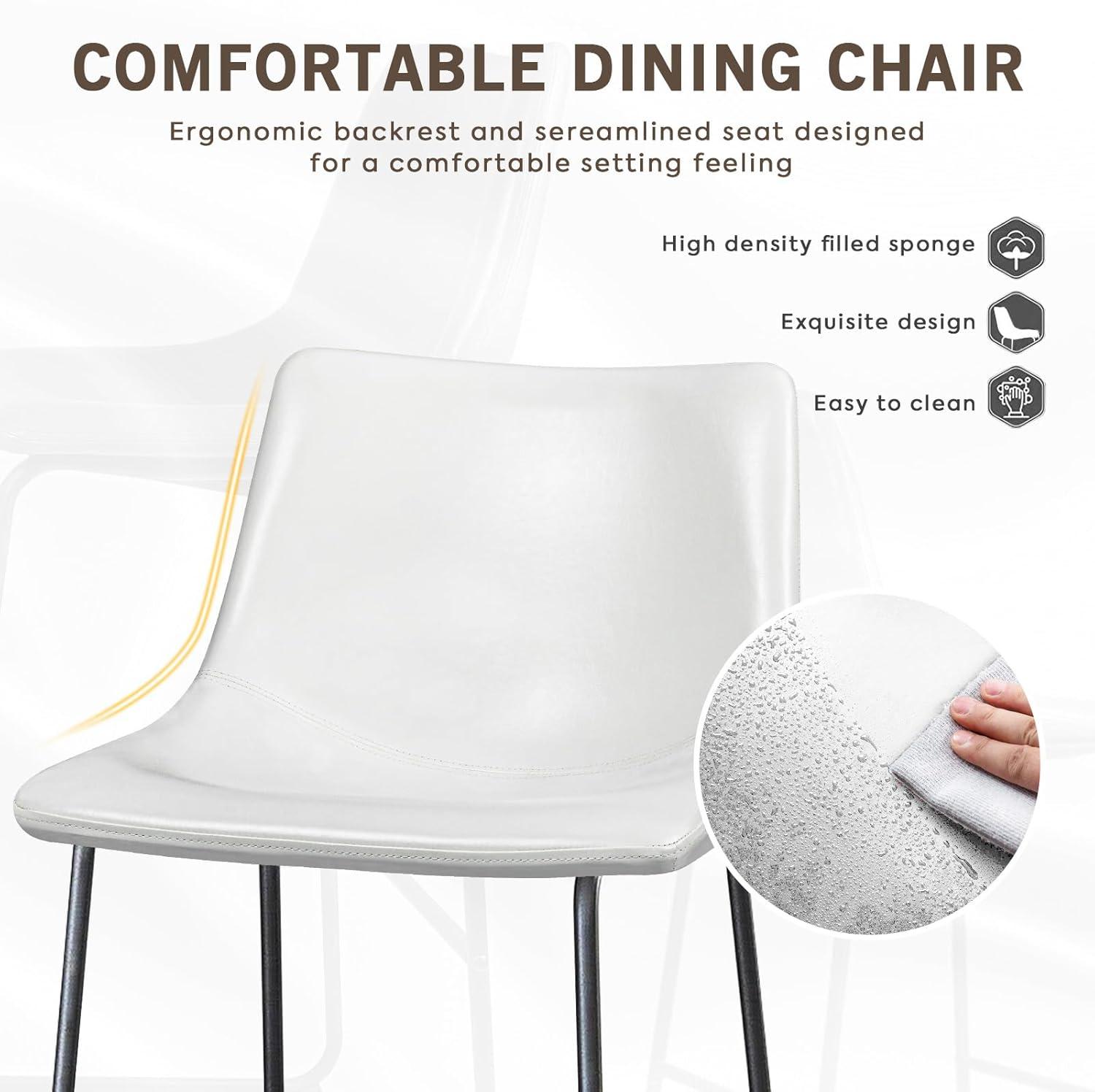 GIKPAL Barstools 26'' PU Leather Counter Height Bar Stools Set of 4 with Back Modern Armless Chairs with Footrest and Metal Legs for Kitchen Living Room Pub, Black