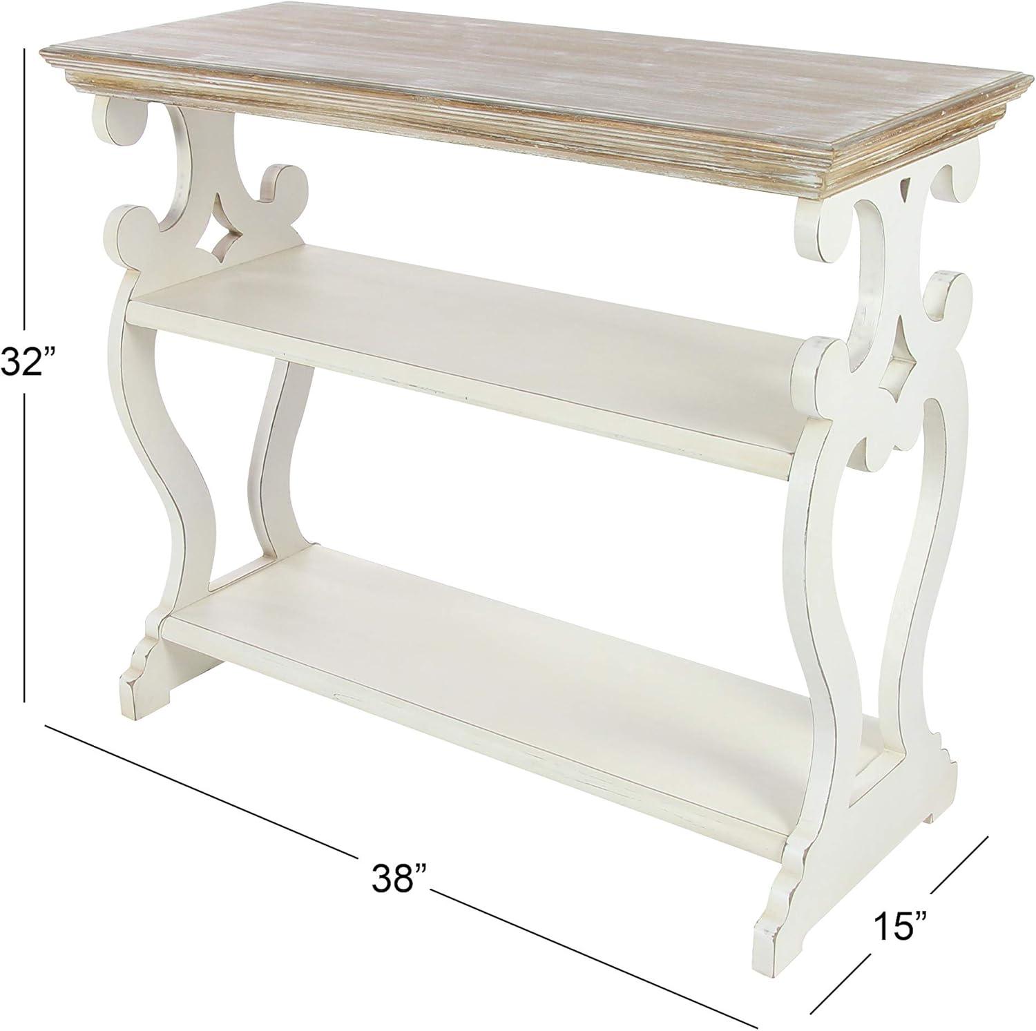 Farmhouse Wood Console Table Off White - Olivia & May: 2-Shelf Design, Tall Profile