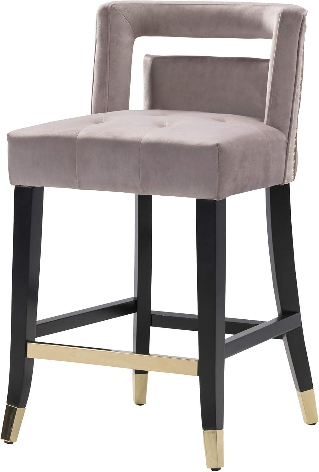 Iconic Home Velvet Half-Back Counter Stool, Irrithel